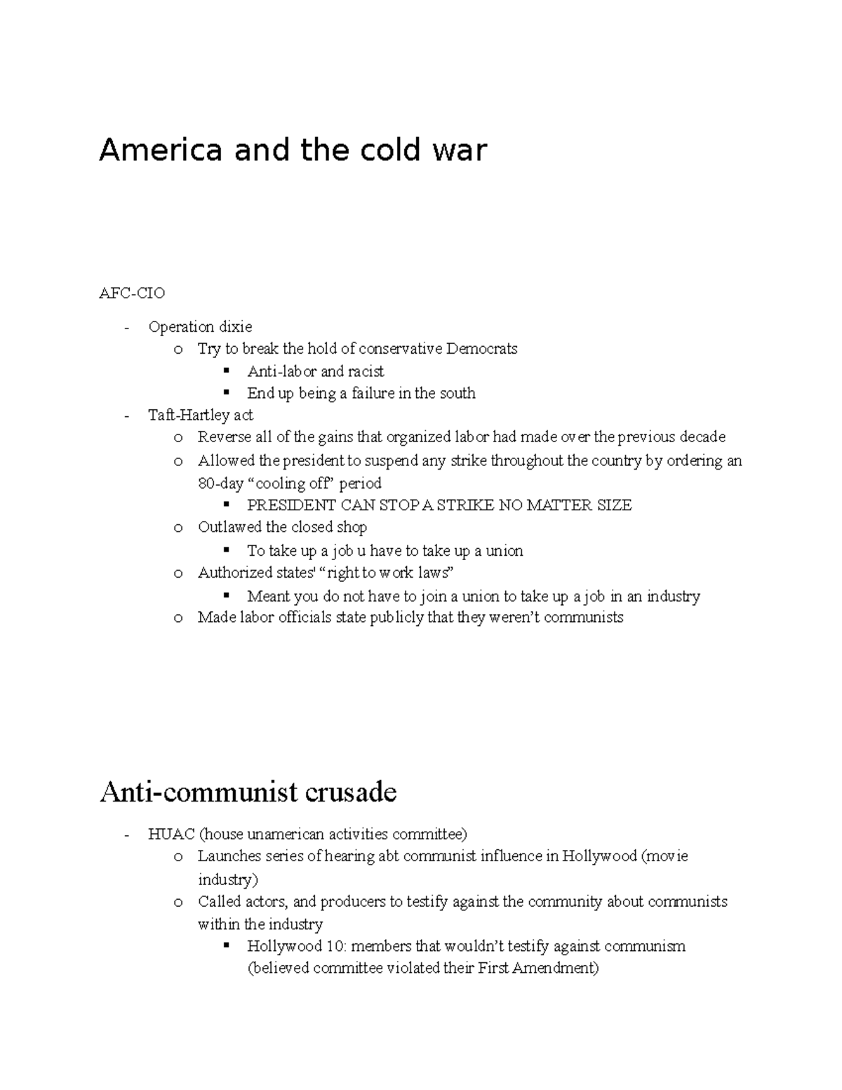 America and the cold war - America and the cold war AFC-CIO - Operation ...