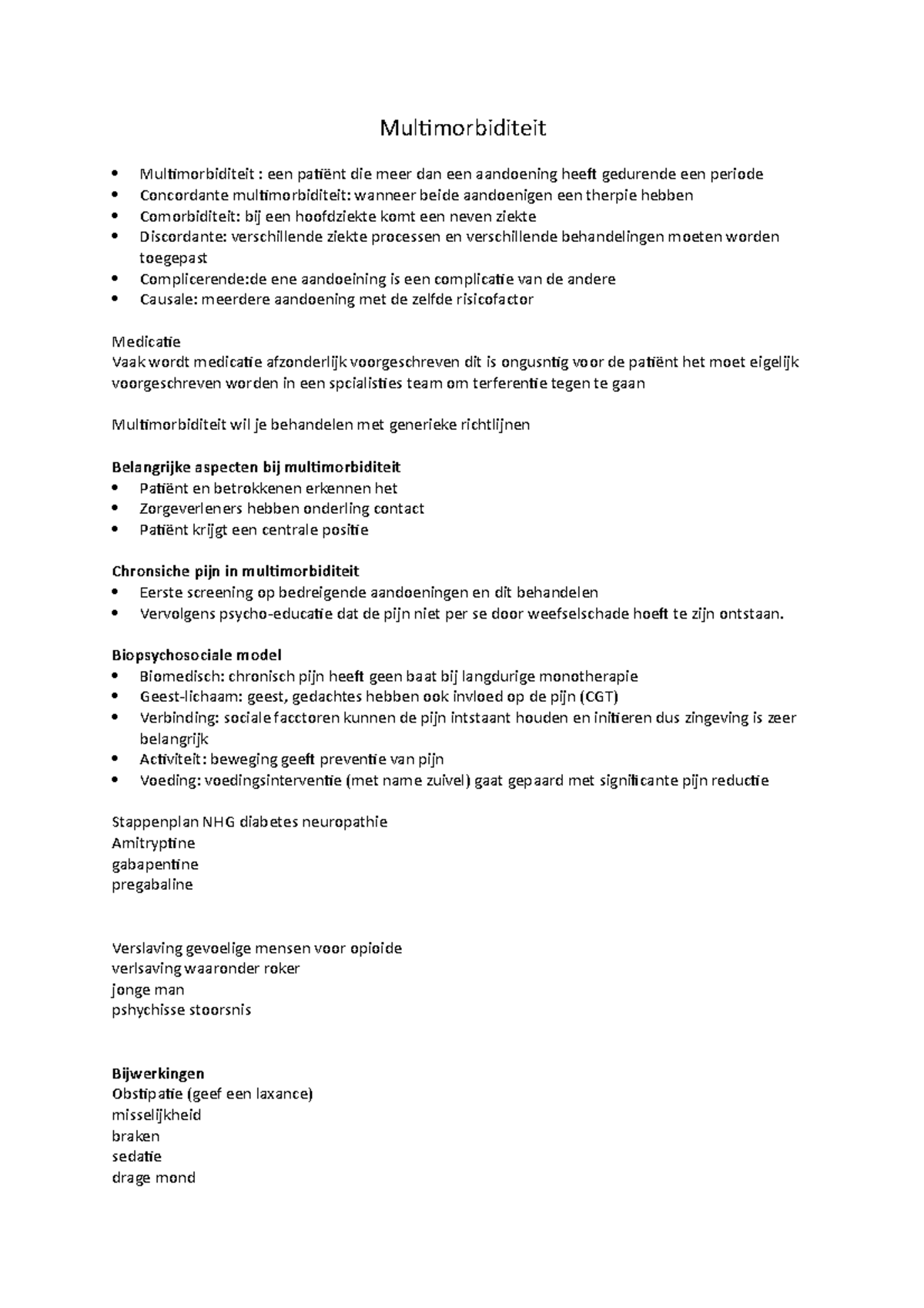 Opmaat-Pijn - Aantekeningen Colleges Multimorbiditeit en Behandeling ...