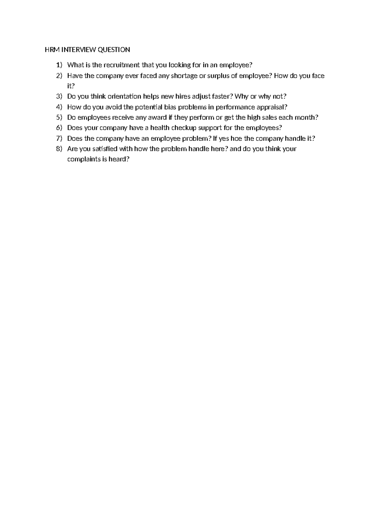 HRM Interview Questions: Recruitment, Appraisal & Employee Support ...