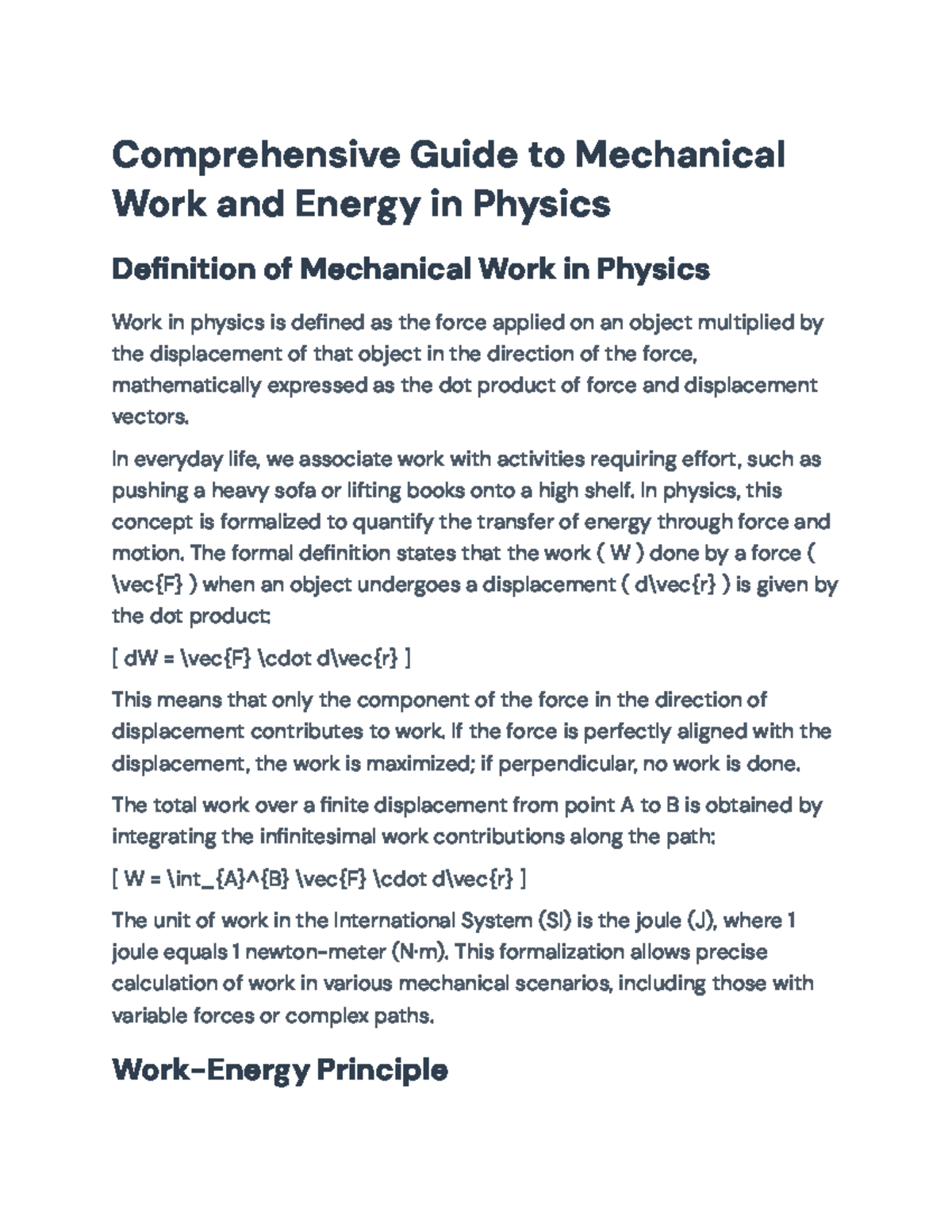 Comprehensive Guide to Work and Energy in Physics (PHYS 101) - Studocu