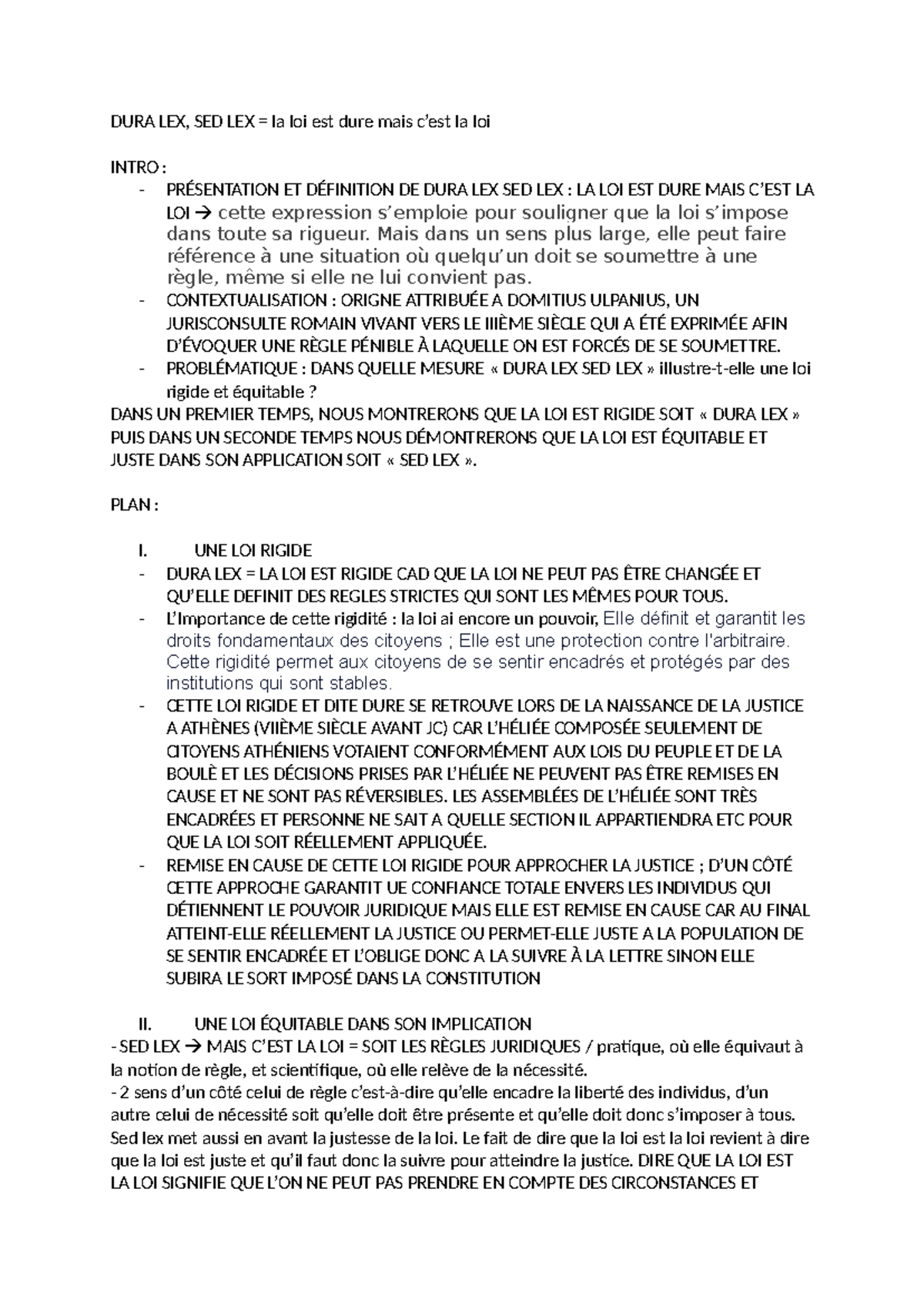 Kholle 1 DURA LEX SED LEX - DURA LEX, SED LEX = la loi est dure mais c ...