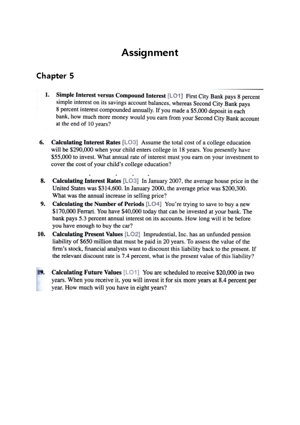 Assignment Ch5: Interest Calculations & Financial Values Analysis - Studocu