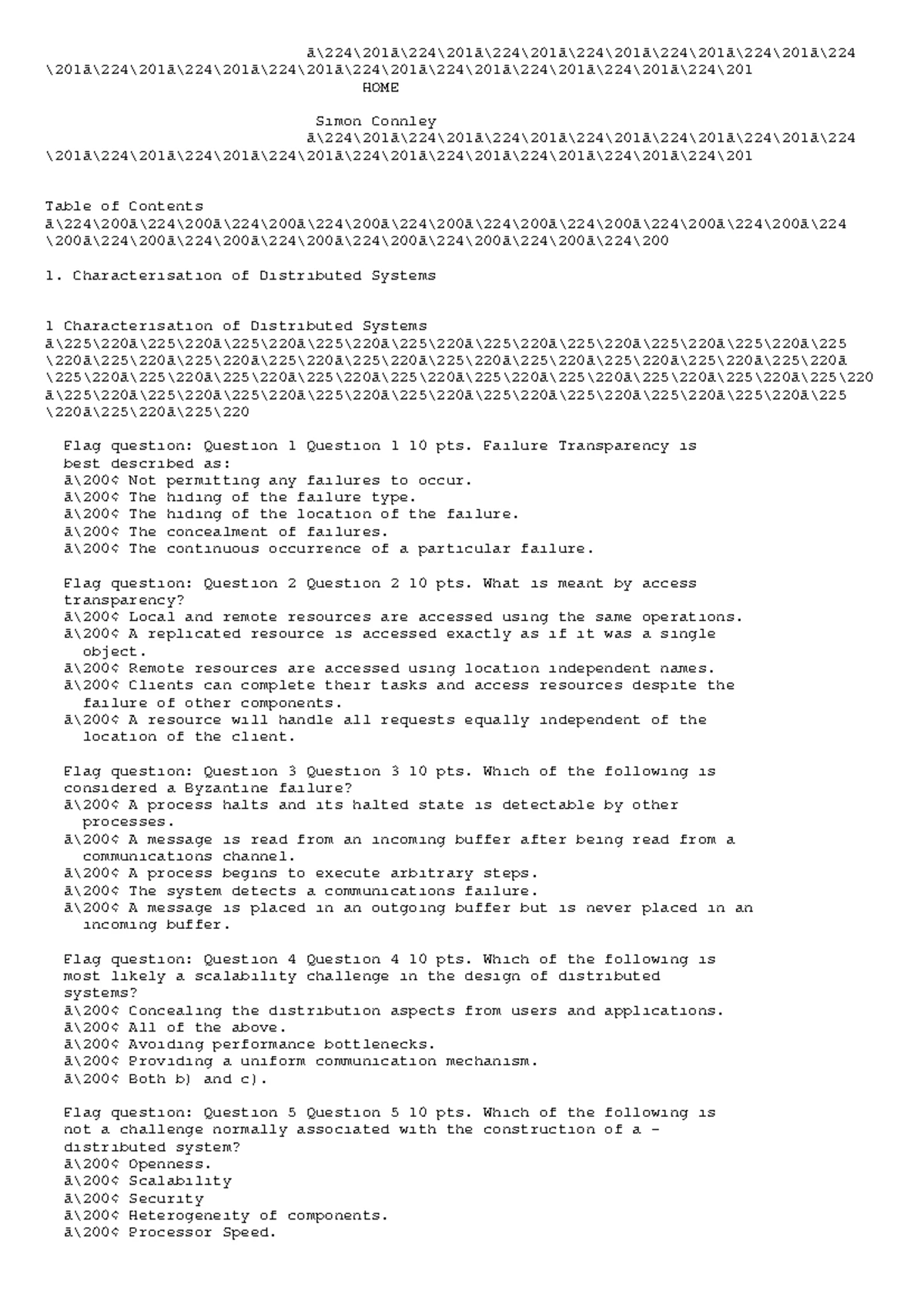 Distributed Systems COMP90015 Tutorial Practice Questions W8 - Studocu