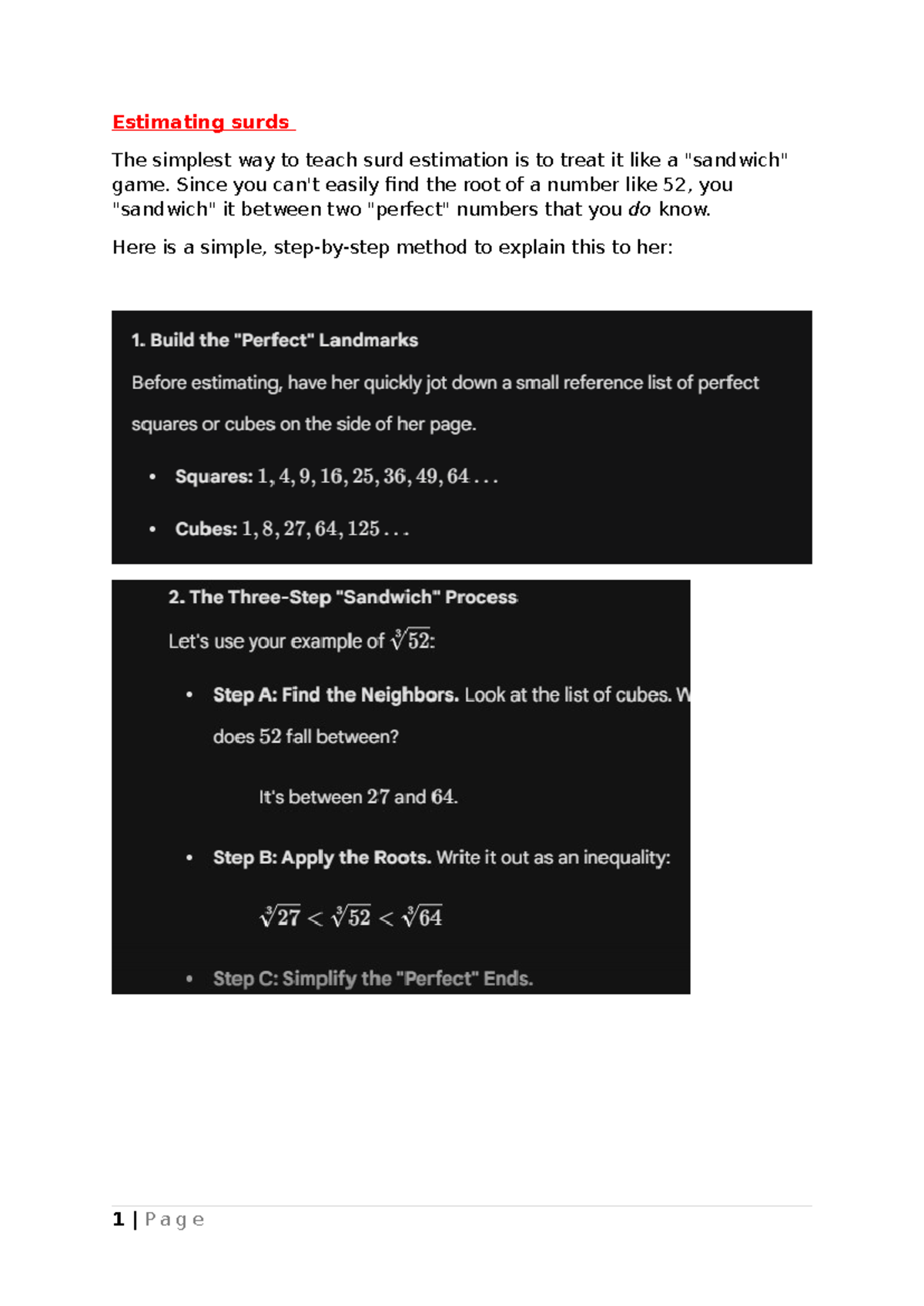 Estimating Surds and Algebra Techniques - Math Guide - Studocu
