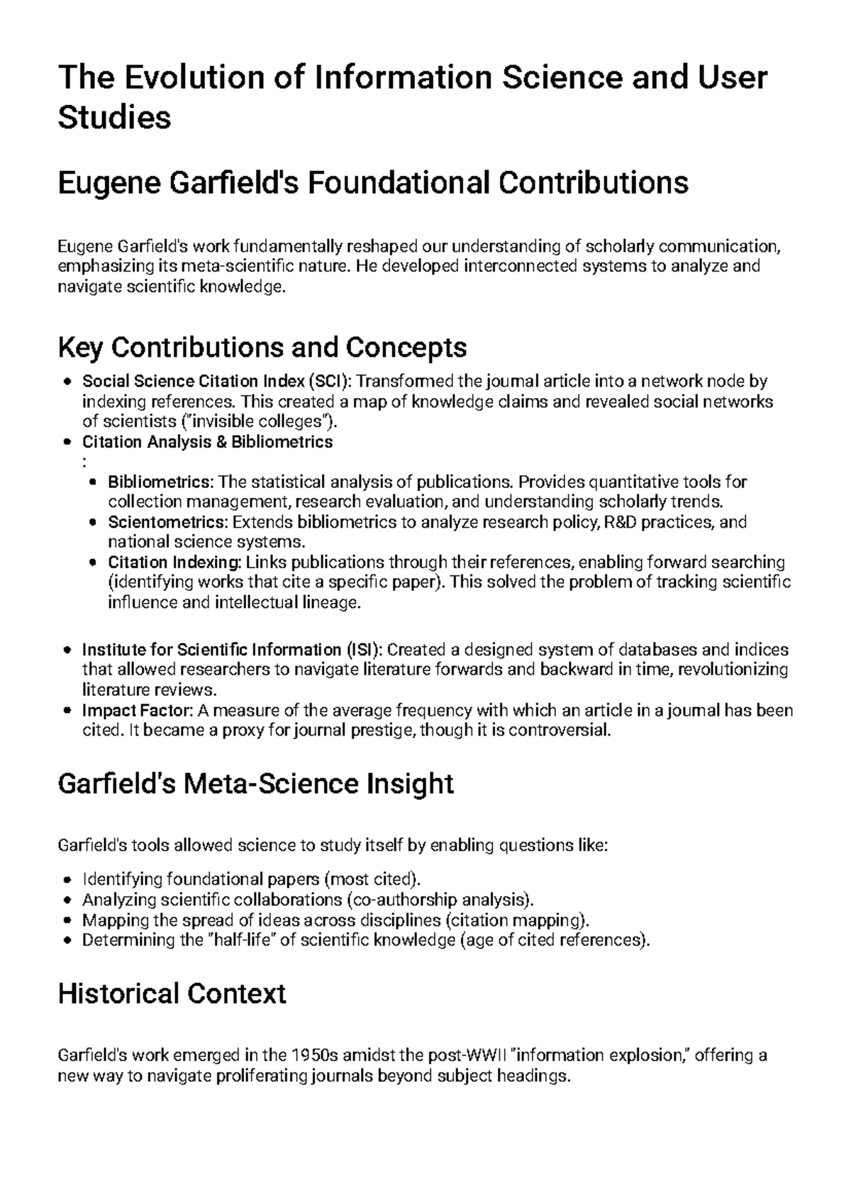 Evolution of Information Science: Key Concepts & Contributions Study ...