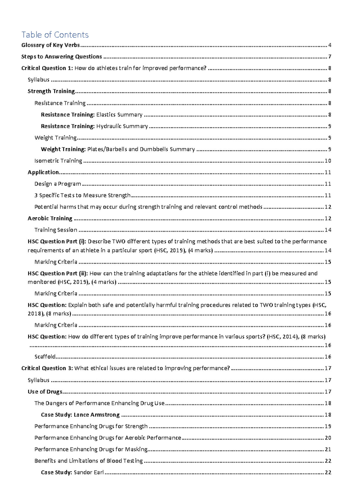 HSC Option 4 Notes: Strategies for Enhancing Athletic Performance - Studocu