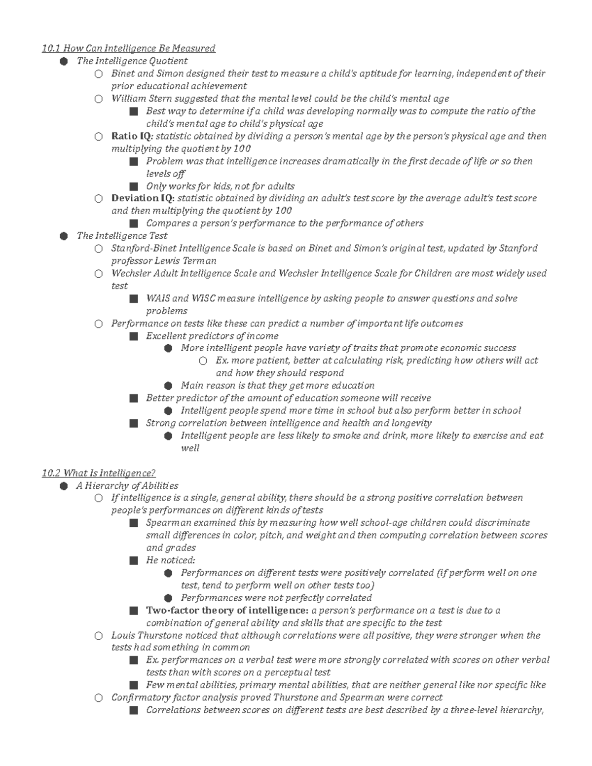 Chapter 10 Intelligence - 10 How Can Intelligence Be Measured The ...