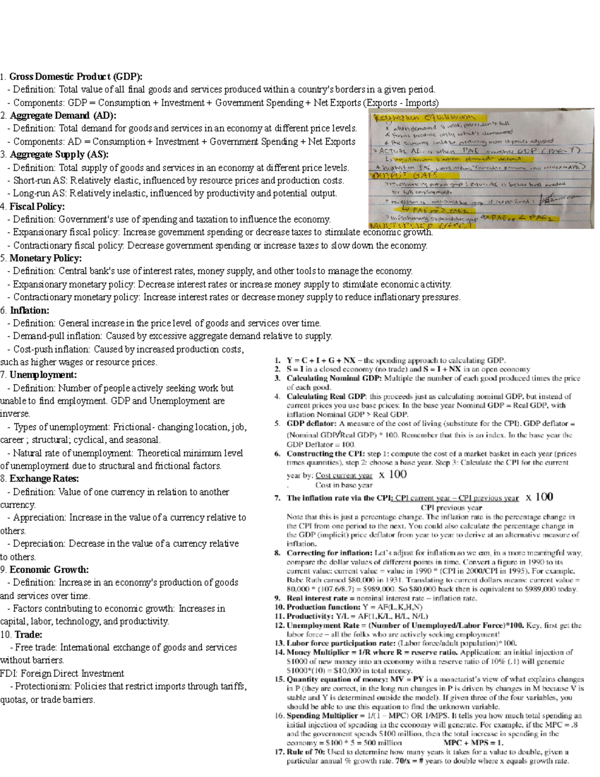 Study Guide for MacroEconomics Final Exam - Studocu