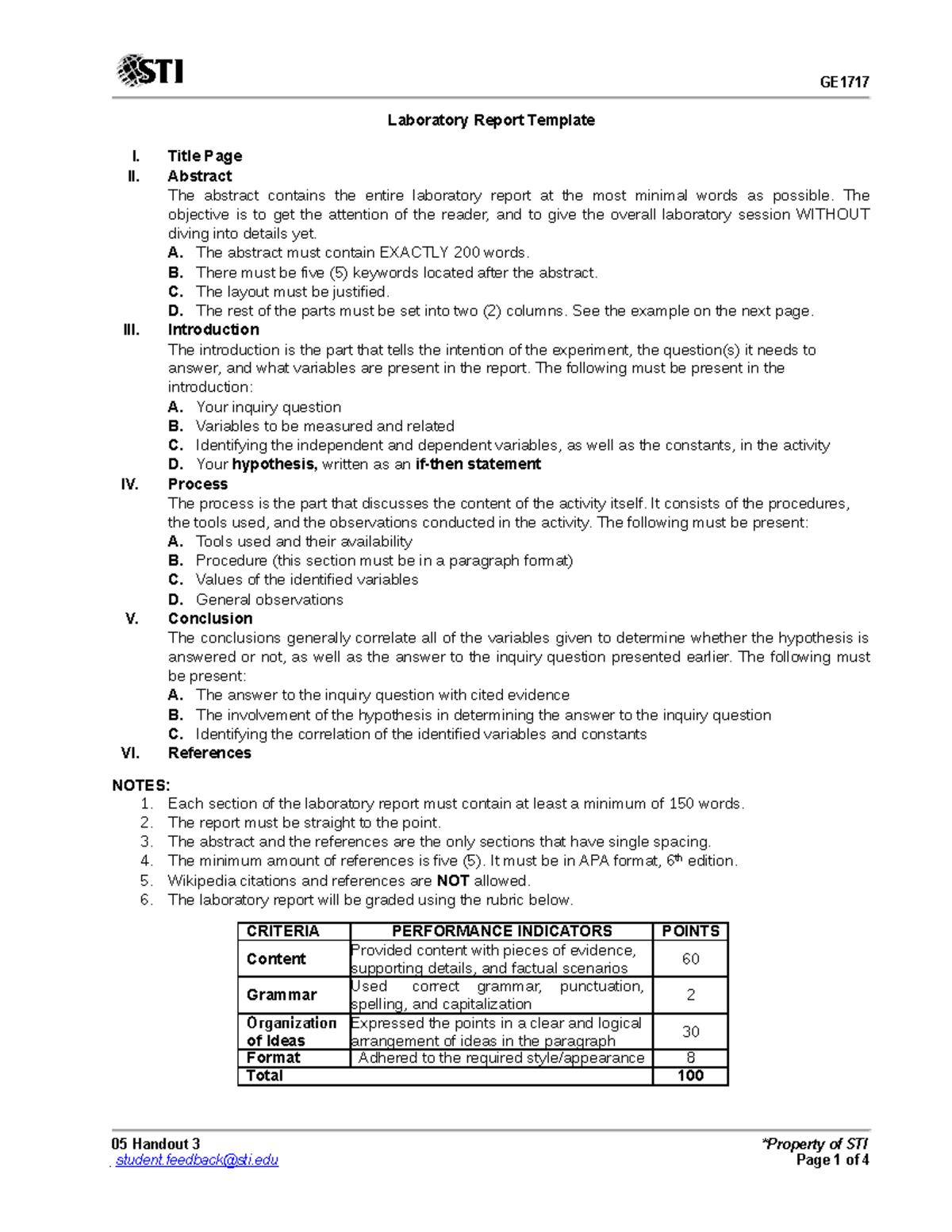 GE1717 - Chemistry for Engineers Laboratory Report Template - Studocu
