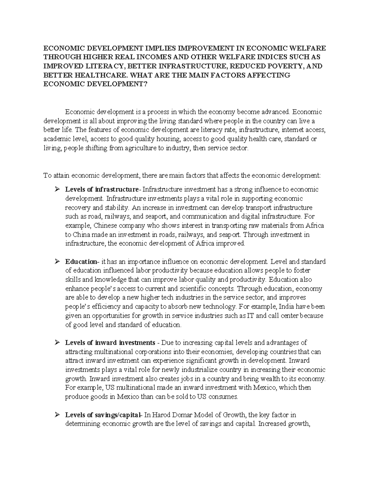 Economic Development Prelim Lecture Notes - ECONOMIC DEVELOPMENT ...