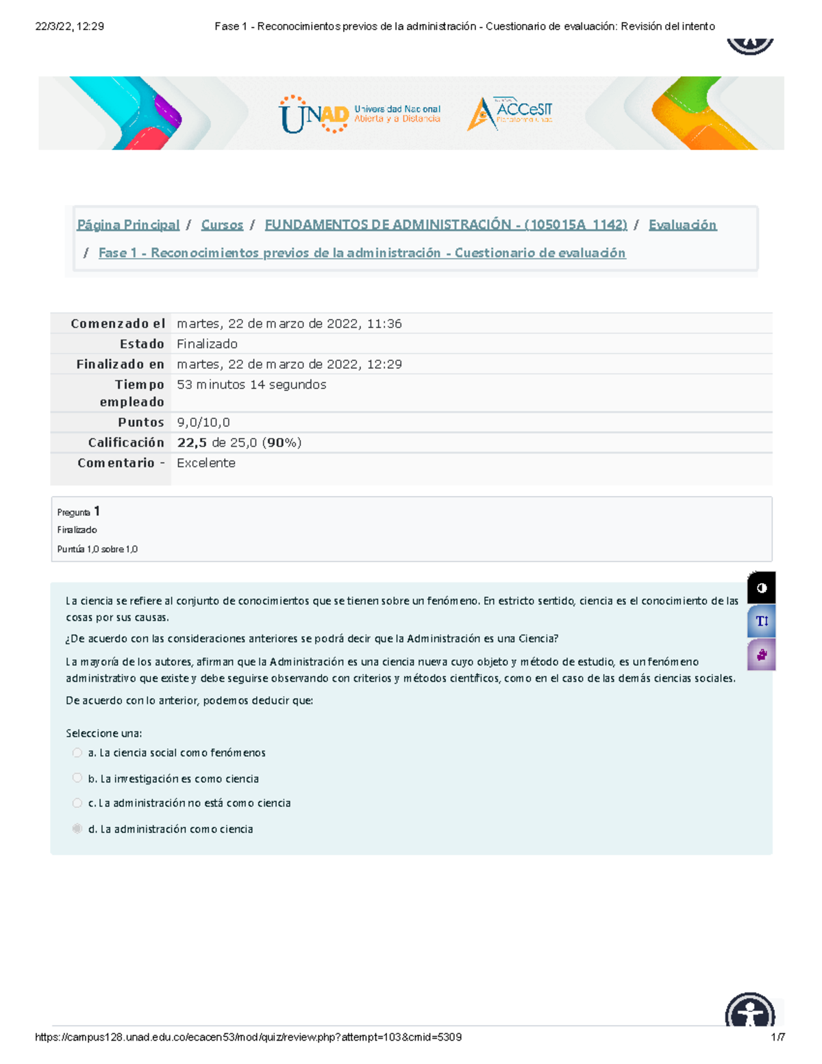 Cuestionario de Evaluación - Fundamentos de Administración - Fase 1 - Document Preview