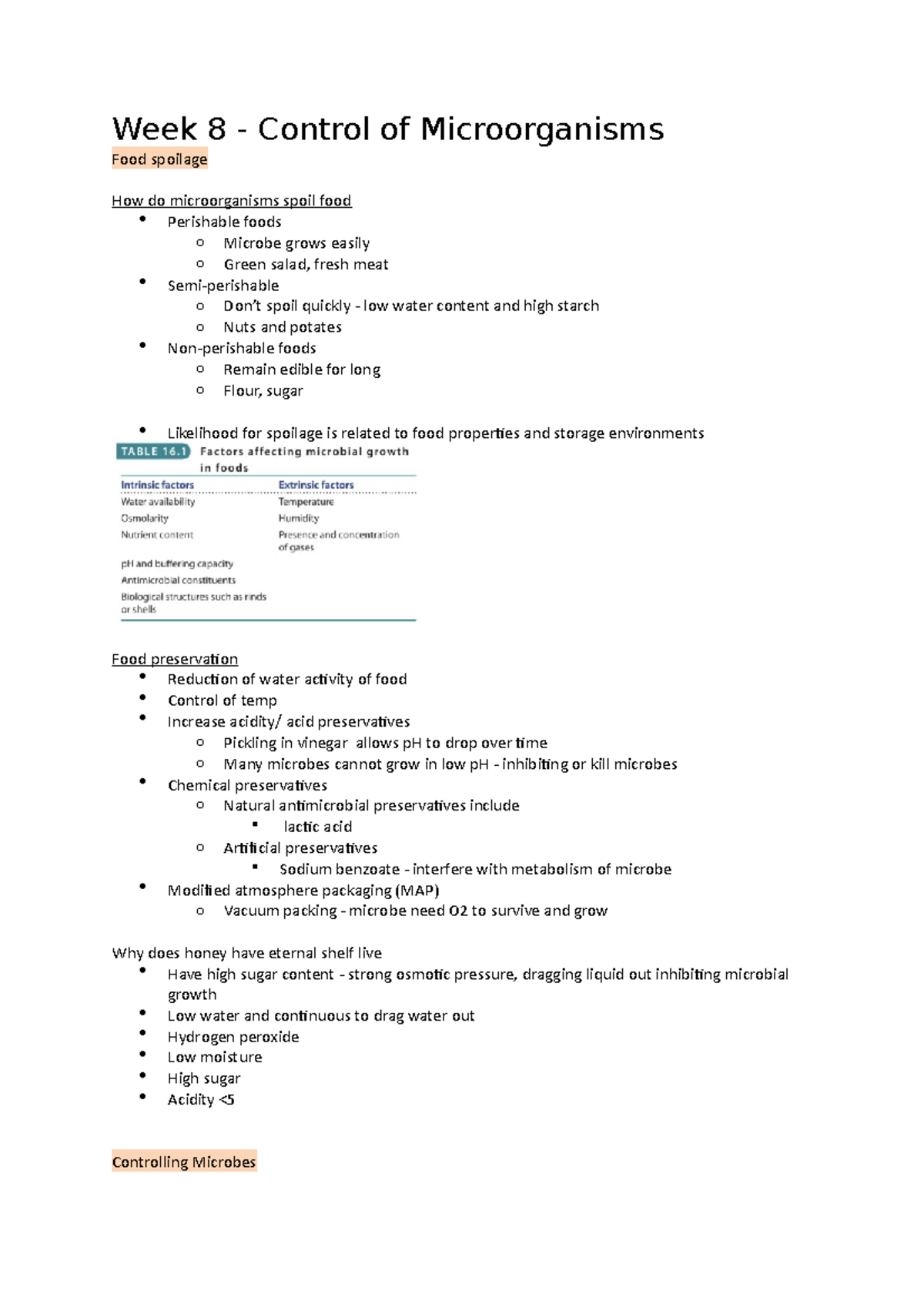 Week 8 - Week 8 Microbiology lecture notes - Week 8 - Control of ...