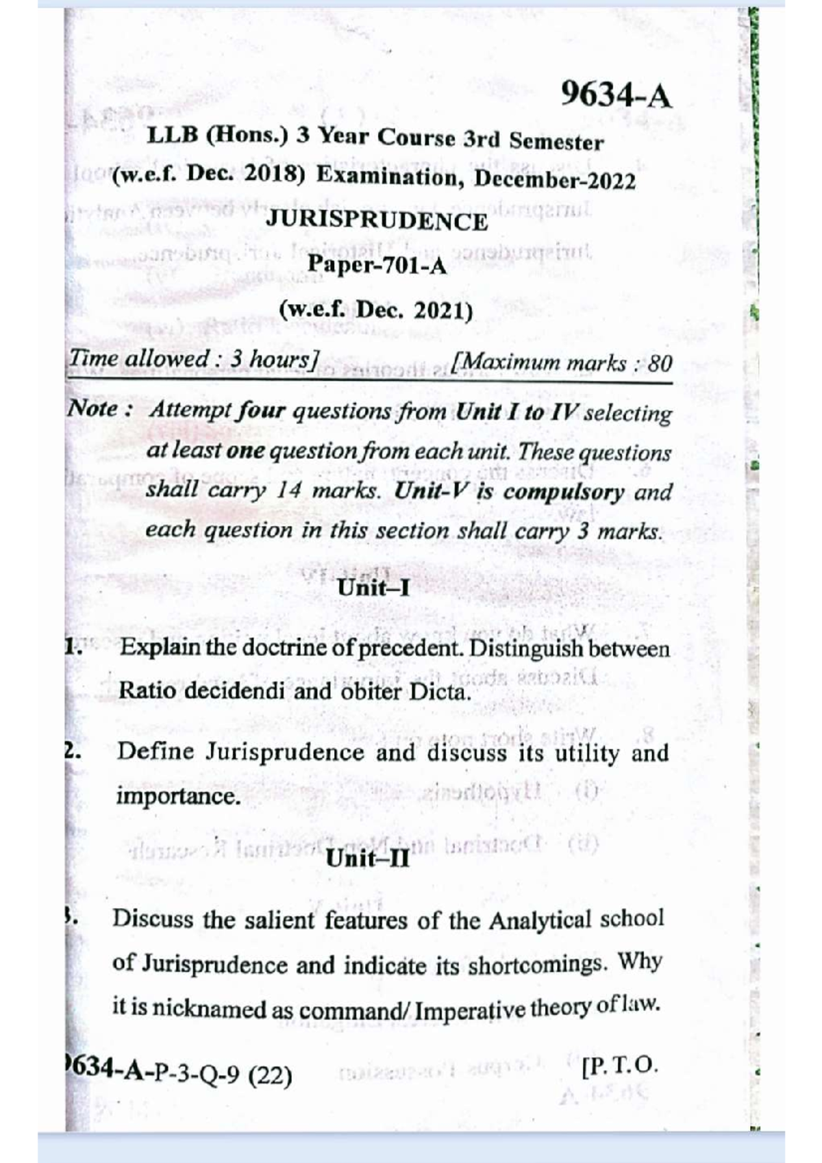 LLB 3 YEAR 3RD SEM JURISPRUDENCE 2021-2022 Exam Syllabus Guide - Studocu