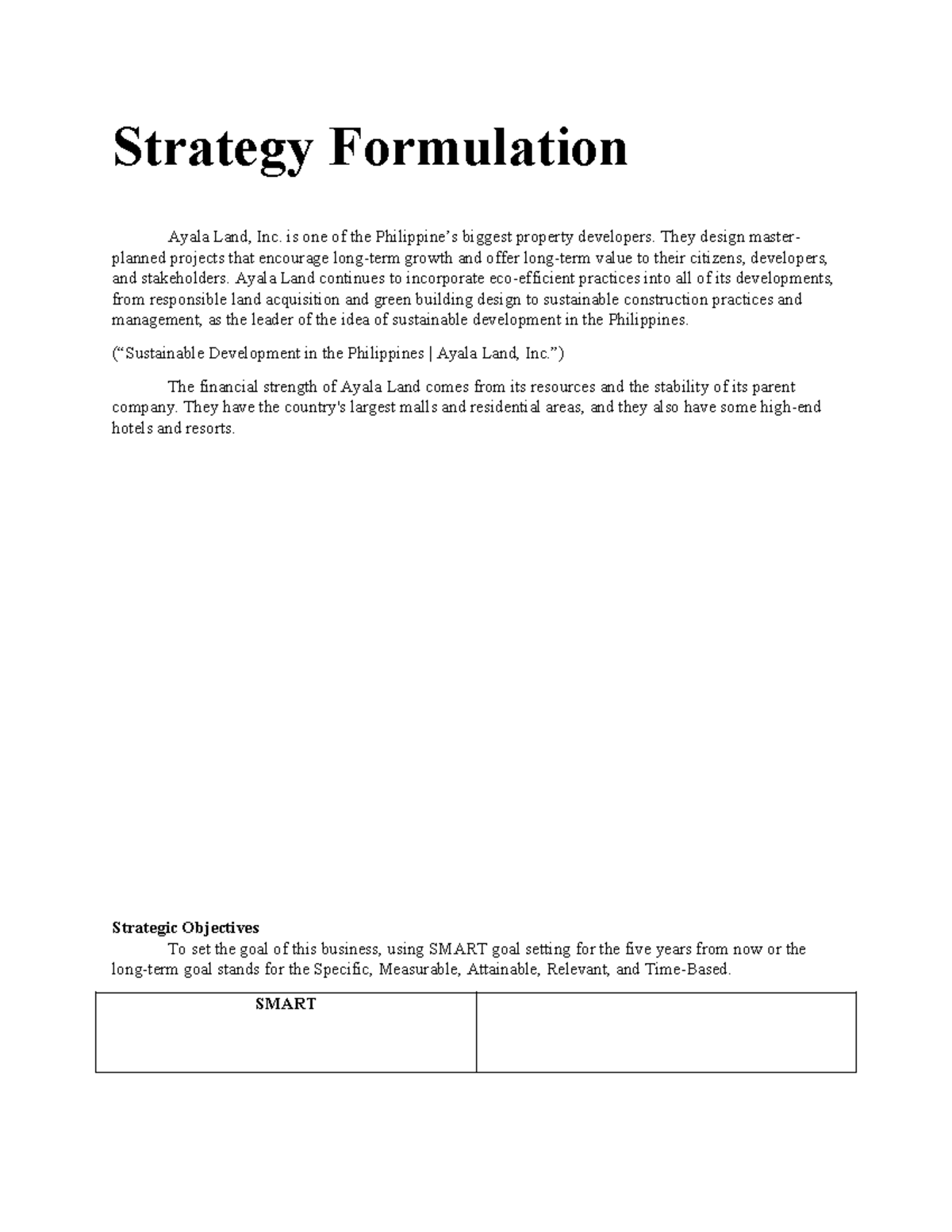 Business Strategy Formulation: Ayala Land's Growth and BCG Matrix ...