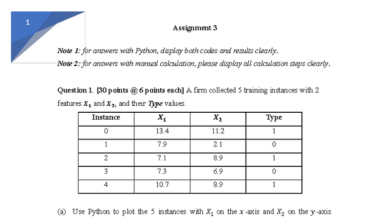 Assignment 3 Questions: Python & Manual Calculations Analysis - Studocu
