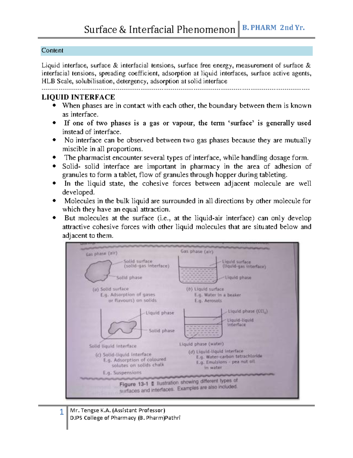 Surface Tension - Lecture Notes 10 (2022) - Studocu