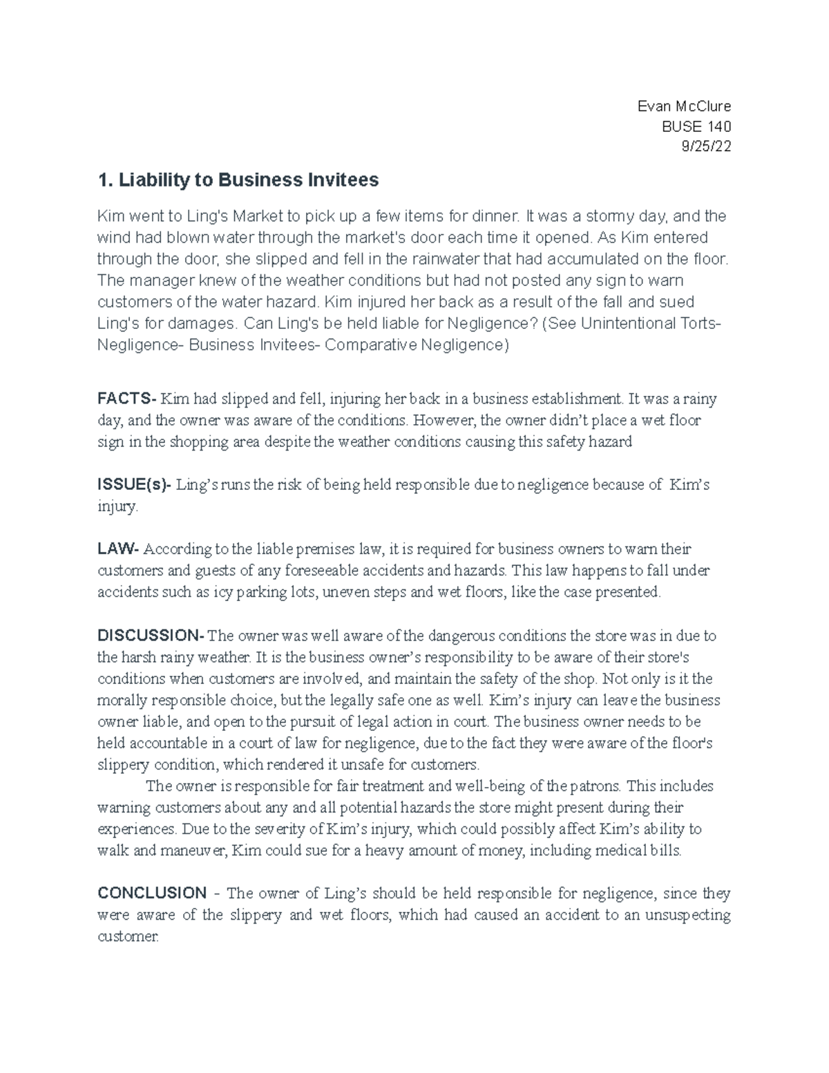 Ch. 4 - BUSE 140, Chapter 4, Business Law today, Prof. Morrison - Evan ...