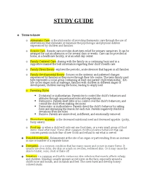 PEDS Final Exam Study Guide: Key Topics and Content Review - Studocu