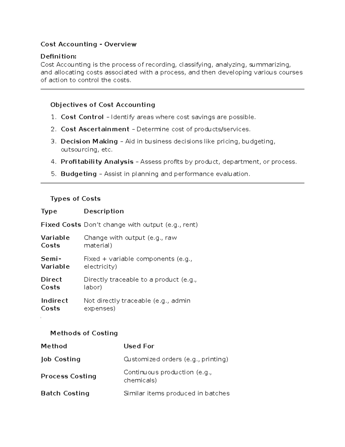 Cost Accounting Concepts and Principles Overview: Key Topics and ...
