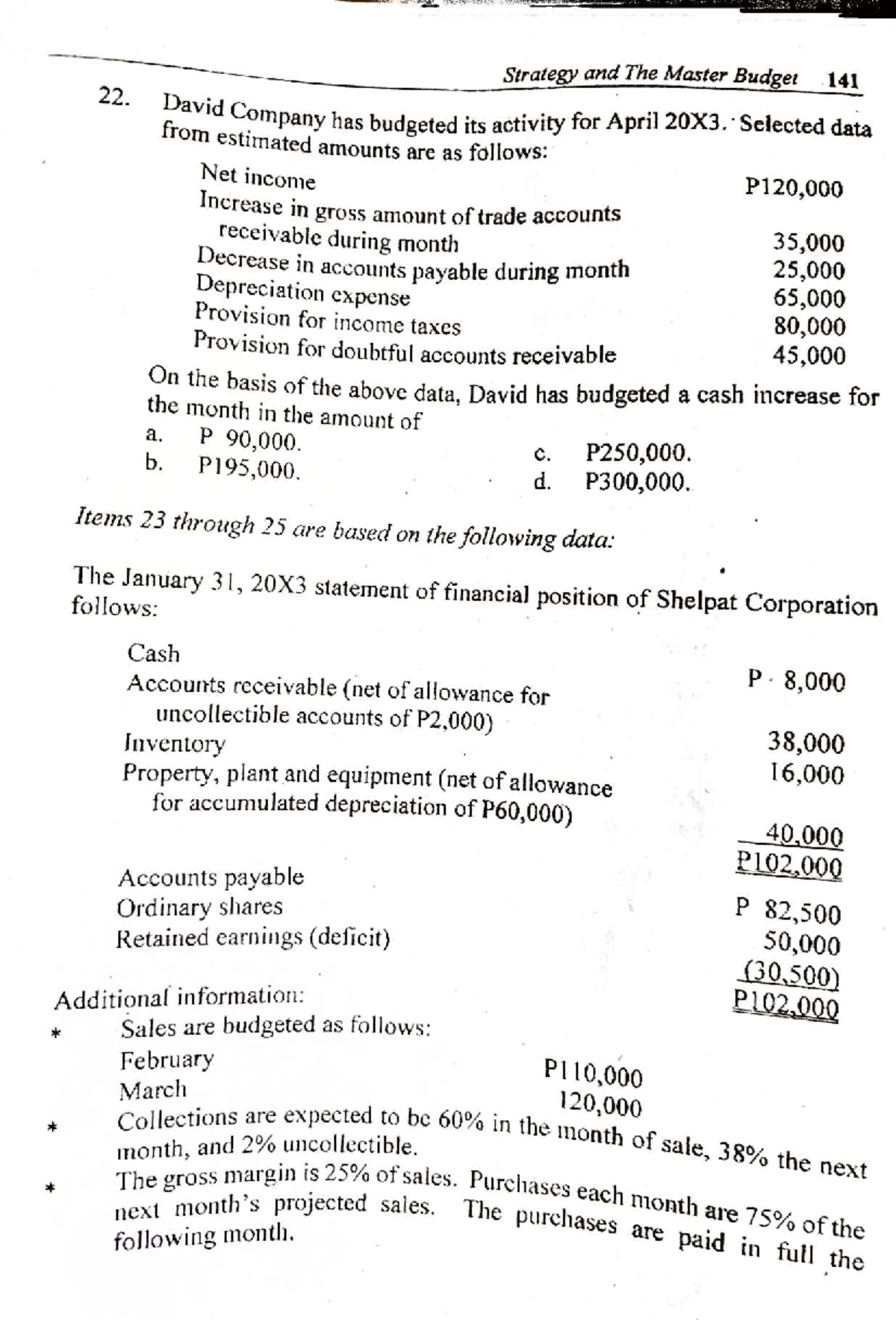 Chapter 5 Strategy and Master Budget Analysis 141 22 - Studocu