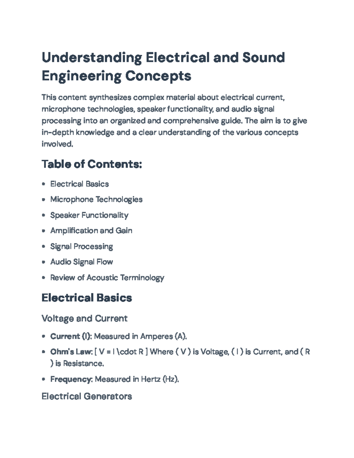 Understanding EE & Sound Eng Concepts: A Comprehensive Guide - Studocu