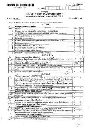 Btech ec 6 sem wireless communication eec028 2019 - EEC Page 1 of 1 ...