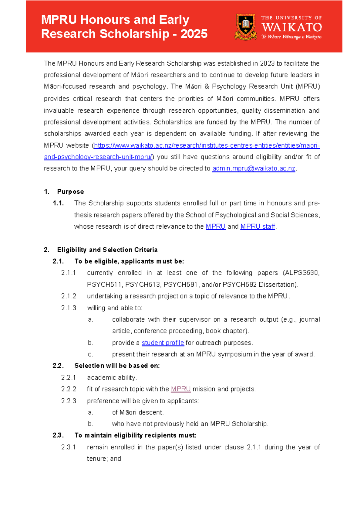 Final Regulations for MPRU Honours & Early Research Scholarship 2025 ...