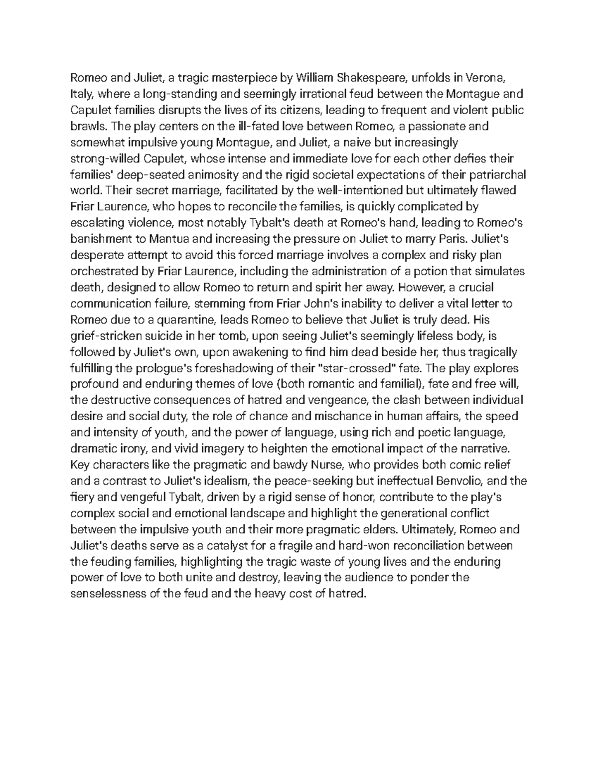 Summary of Events in Romeo and Juliet (ENG 101) - Studocu