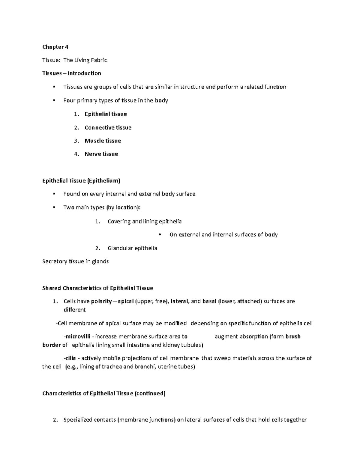 Chapter 4 Tissue The Living Fabric part 1 - Chapter 4 Tissue: The ...