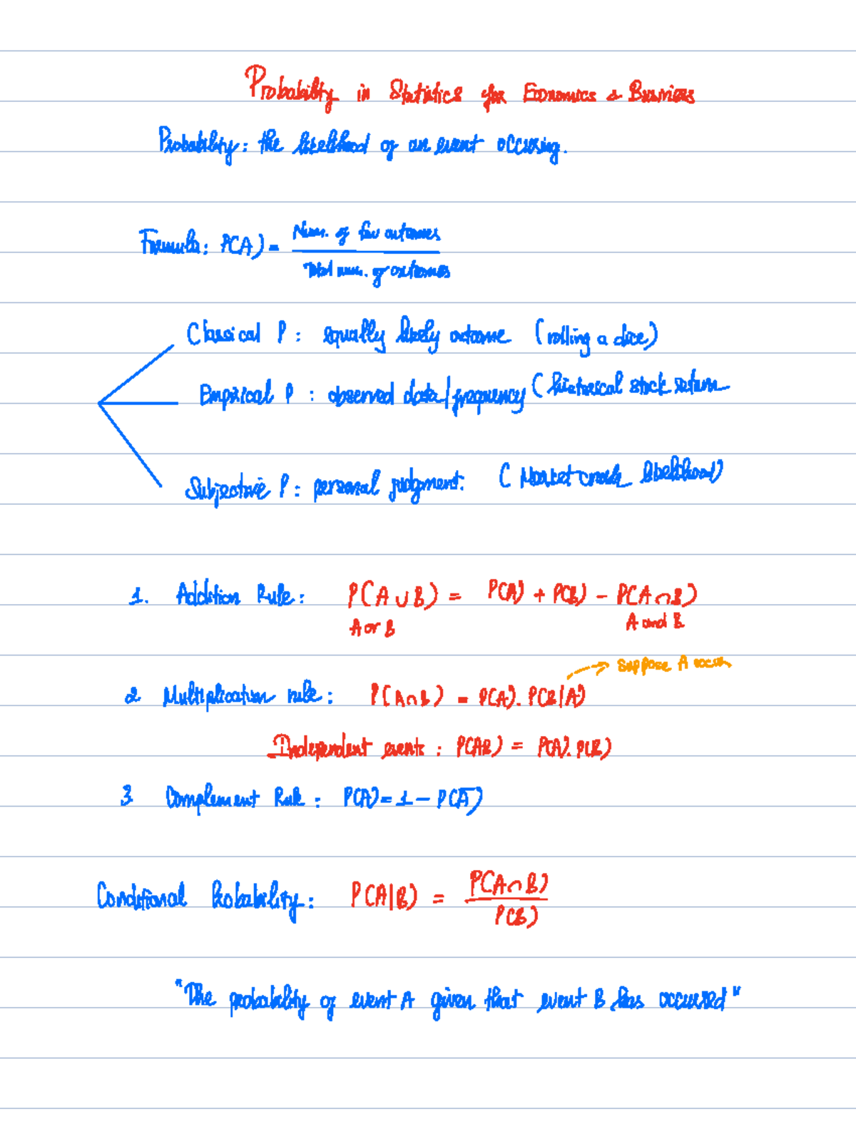 Probability Distributions and Rules: Class Notes (PCAUB) - Studocu
