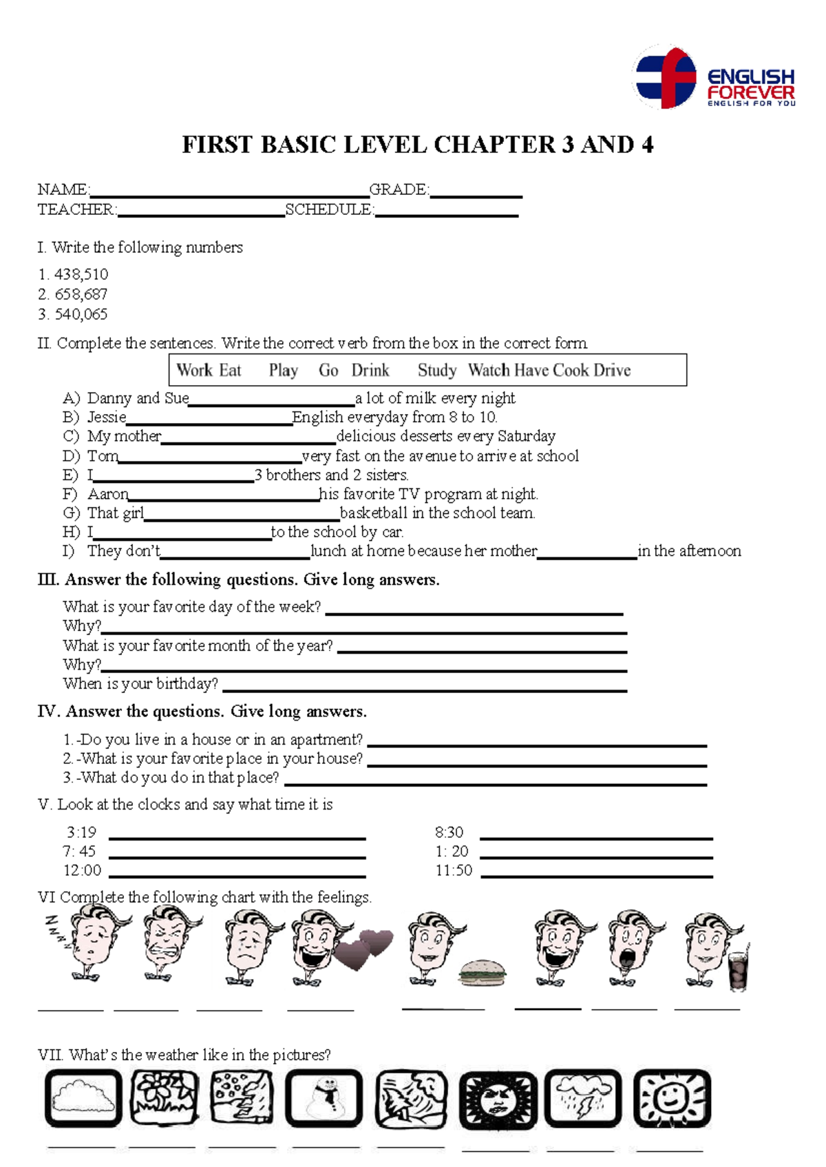 Basic 1: Ch 3 & 4 Exercise Guide for Students - Studocu