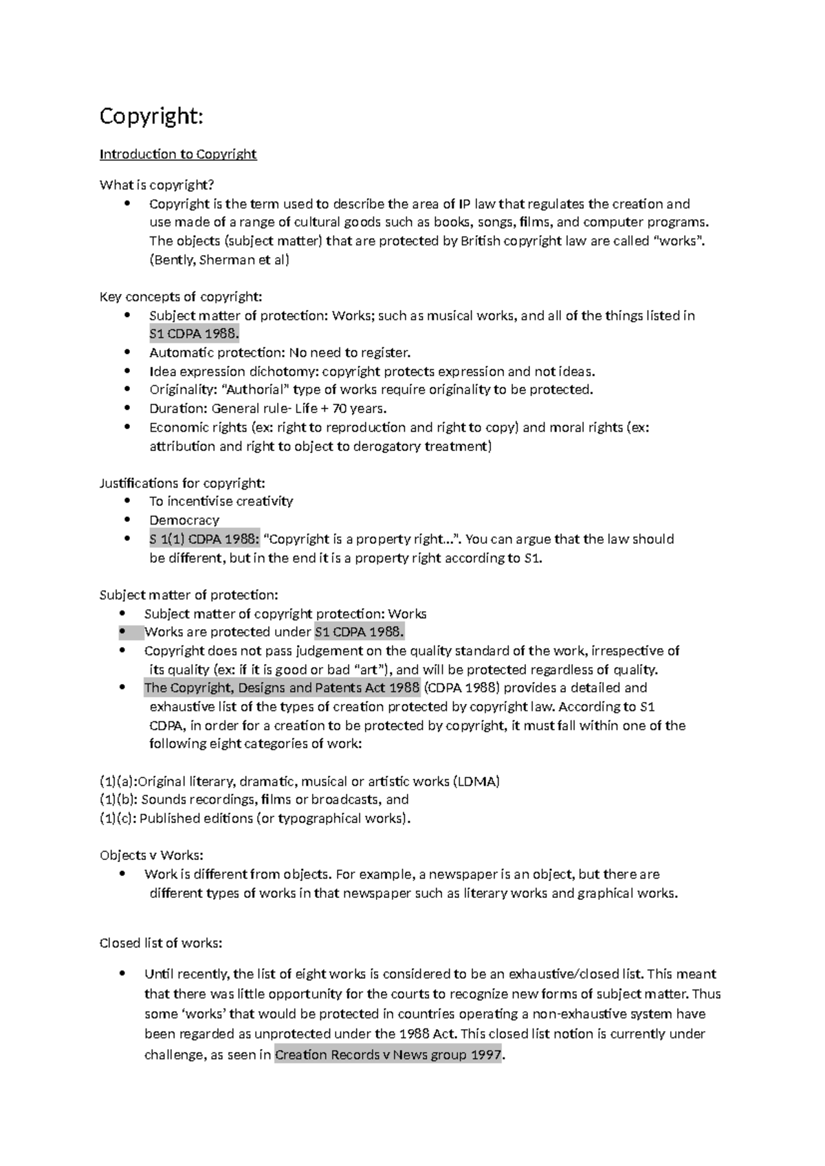 Copyright Overview and Key Concepts: An In-depth Study - Studocu