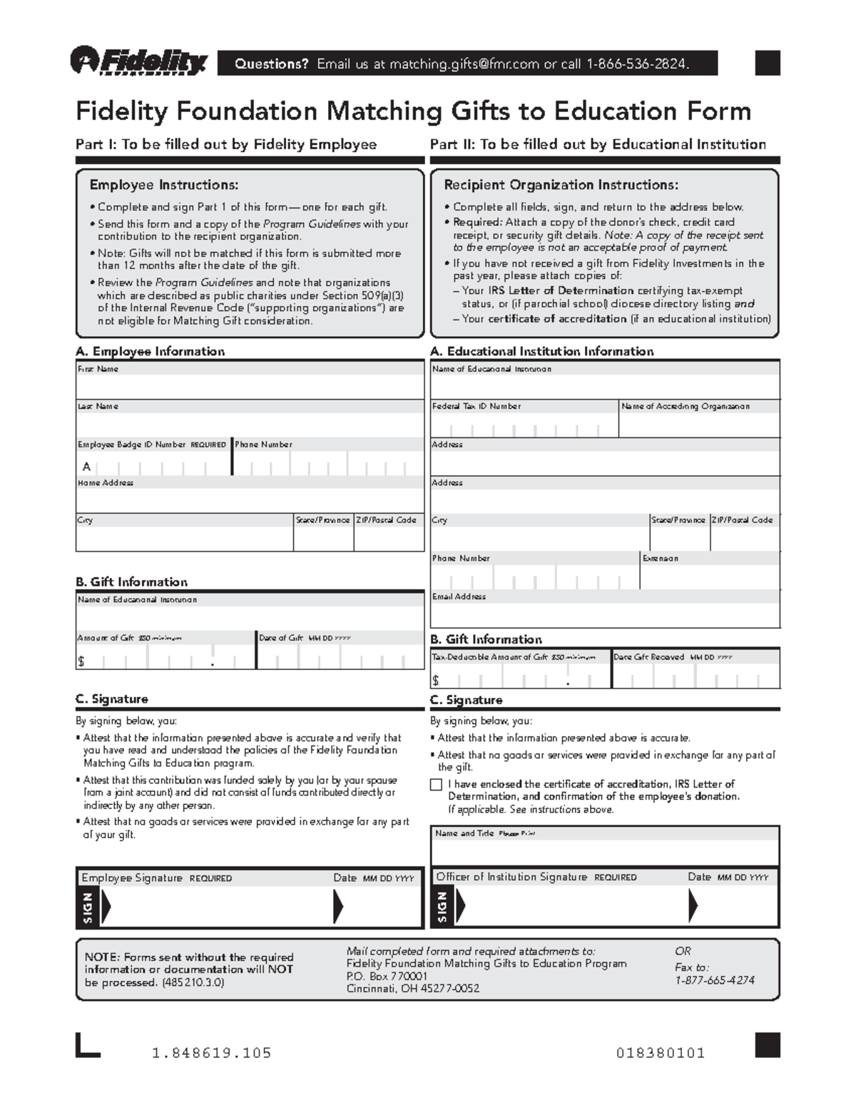 Fidelity Foundation Matching Gifts to Education Form 1.848619.105 - Studocu