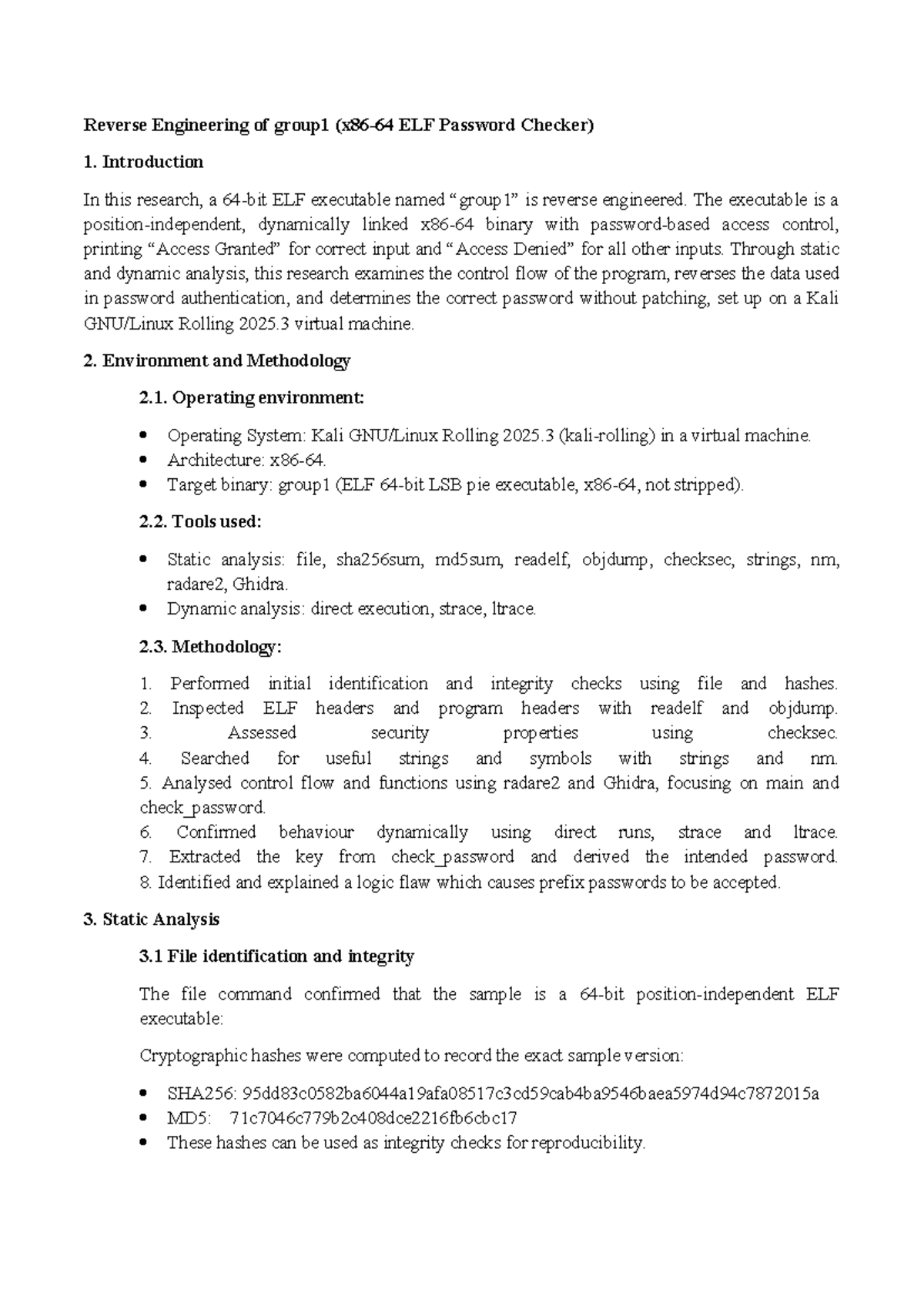 Reverse Engineering of group1 ELF Password Checker - SDCS Assgn Report ...