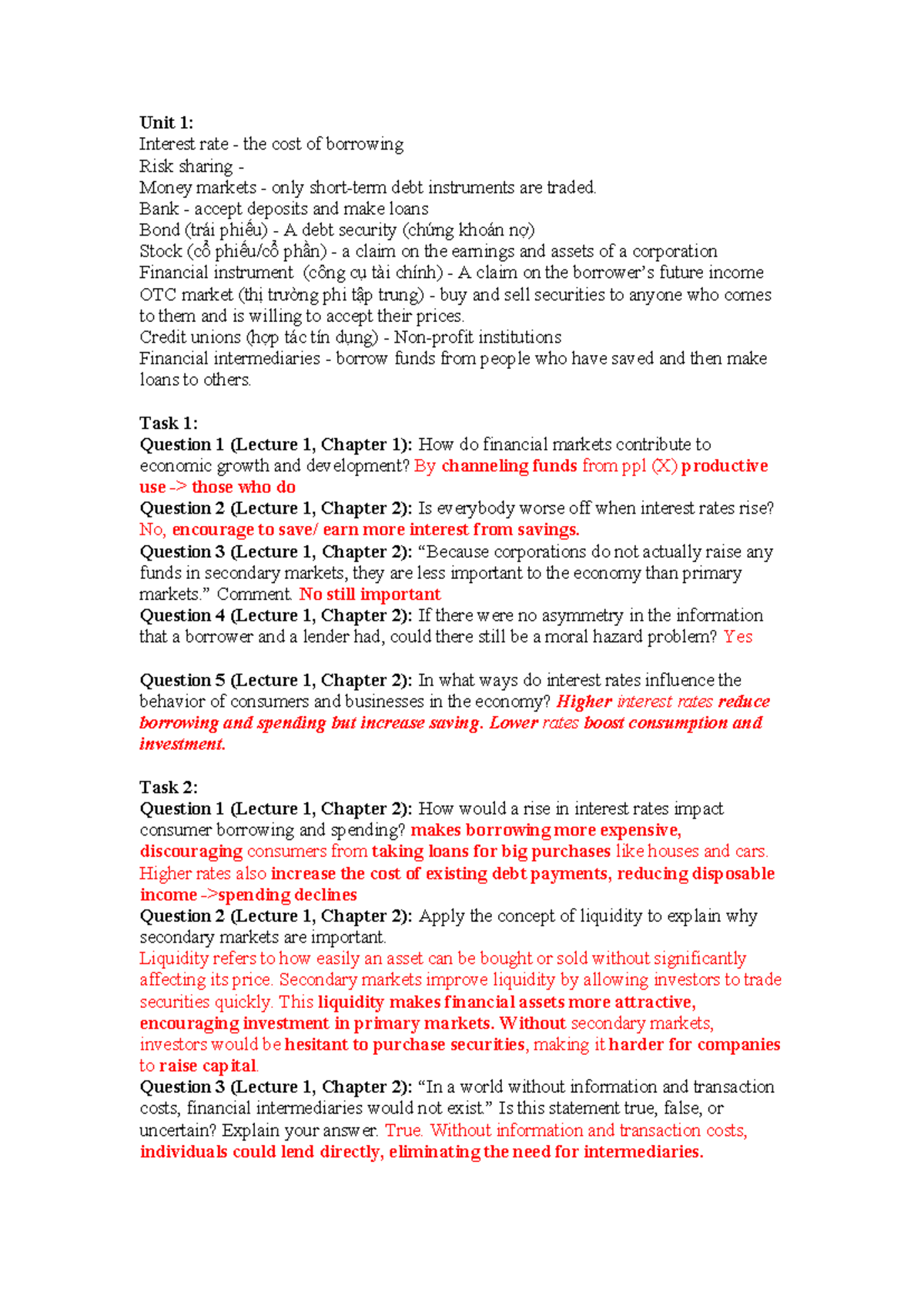 Finance & Banking: Unit 1-4 Lecture Notes & Key Concepts (FB 101) - Studocu