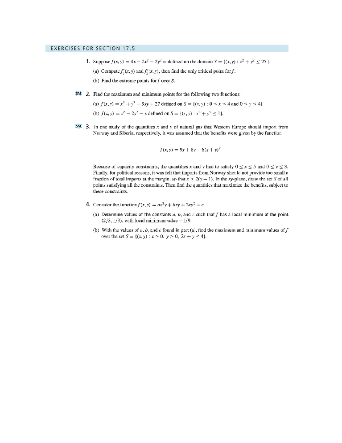 Exercises on Critical Points and Extreme Values in Multivariable ...