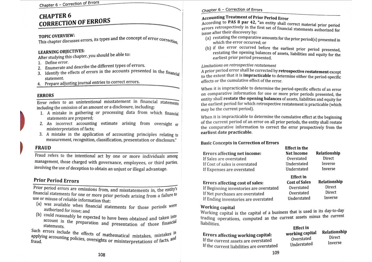 Chapter 6 - Correction of Errors in Financial Statements - Studocu