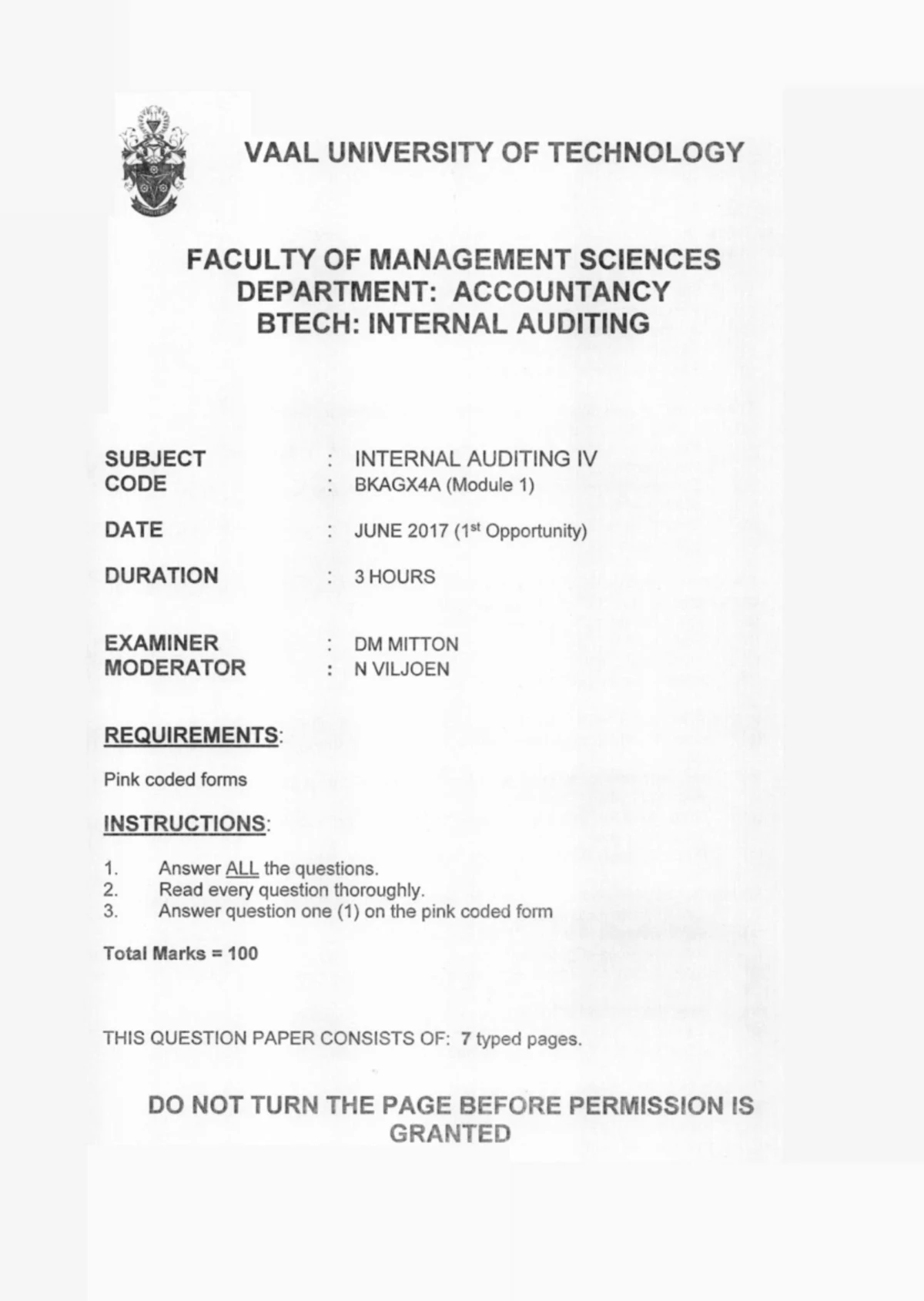 Internal Auditing II BAIRX2A June 2017 Exam Paper A - Studocu