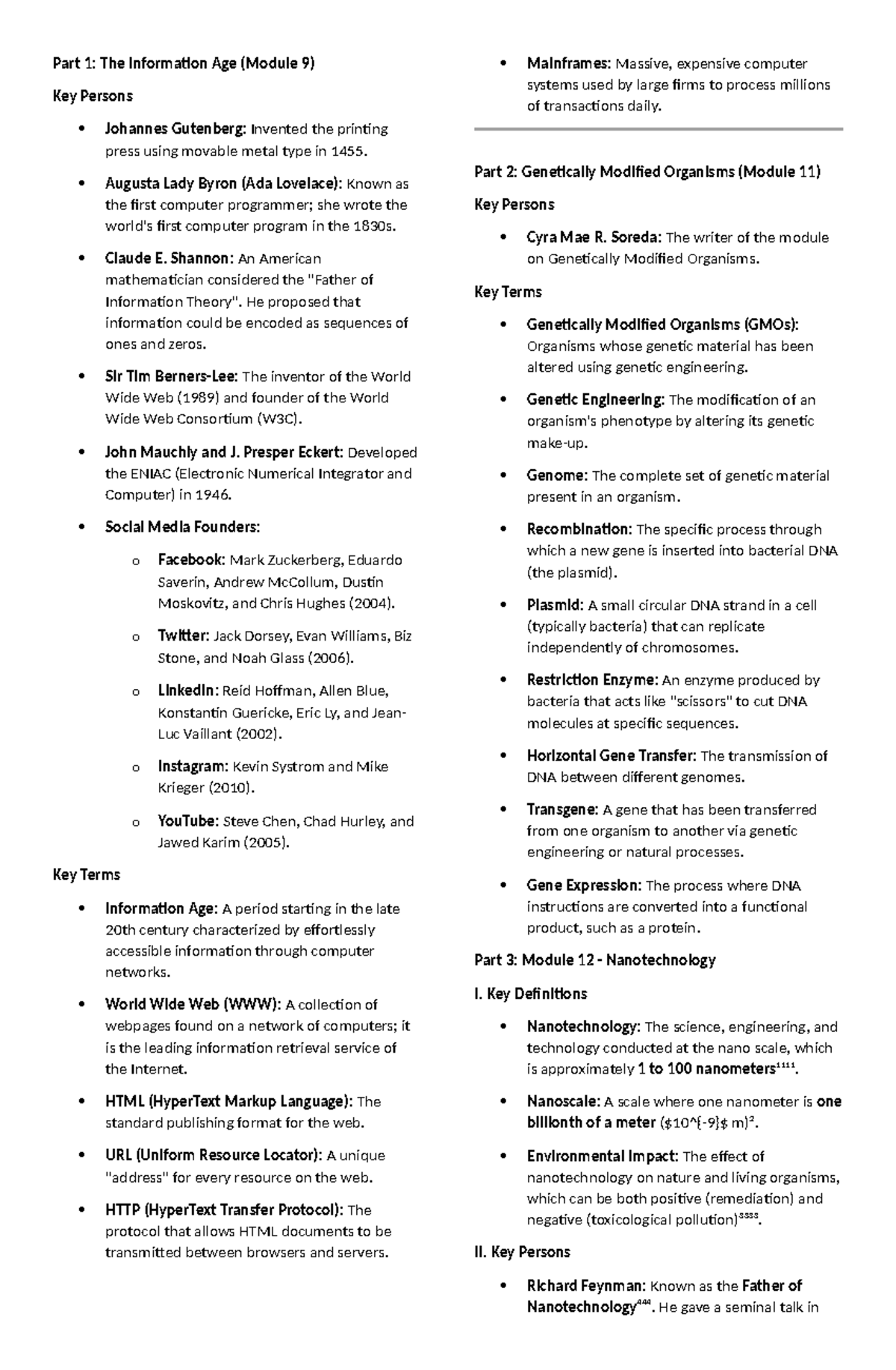 Comprehensive Reviewer for STS: Key Concepts and Figures in Modules 9 ...
