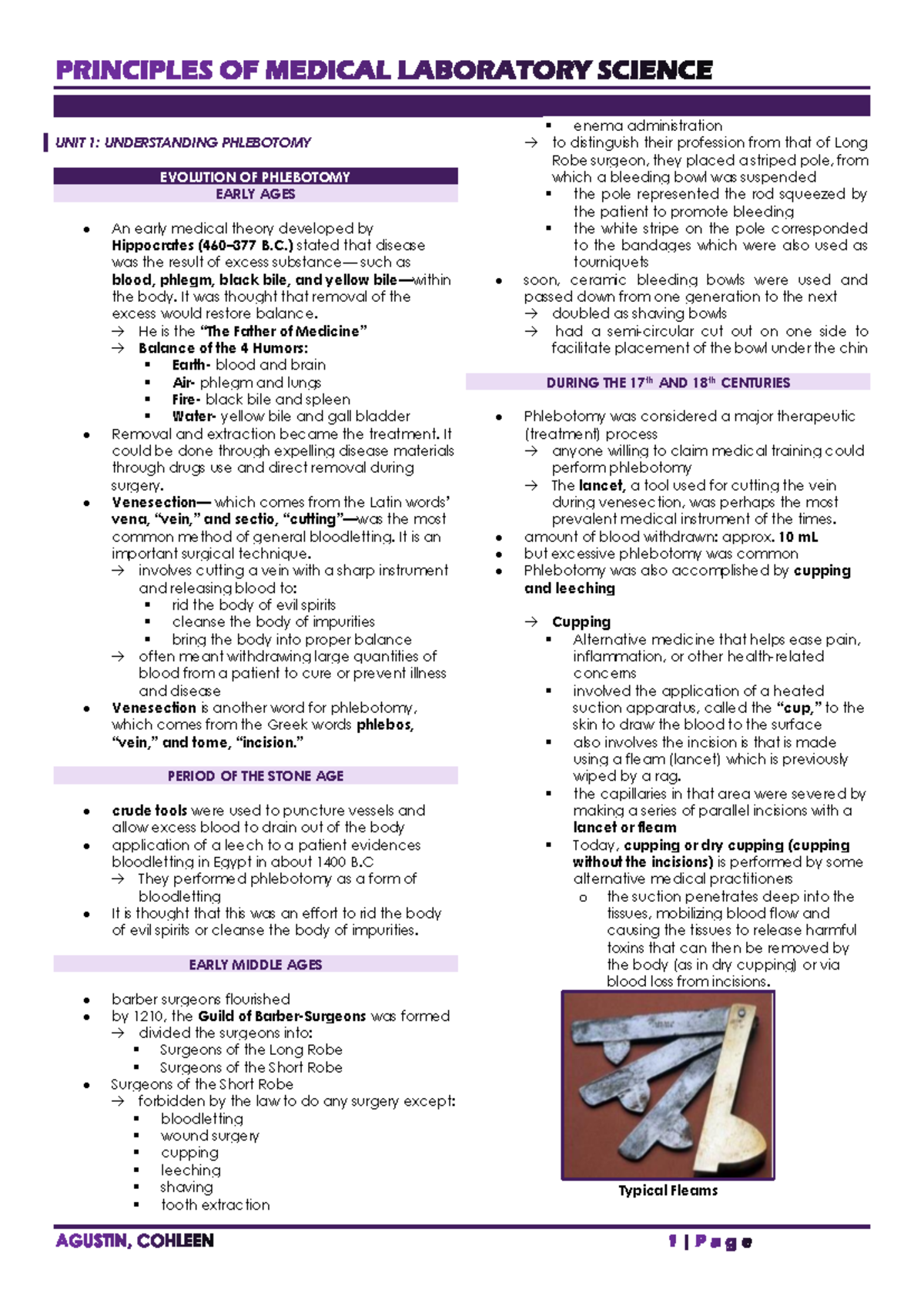 PMLS UNIT 1: Evolution and Practices in Phlebotomy - Studocu