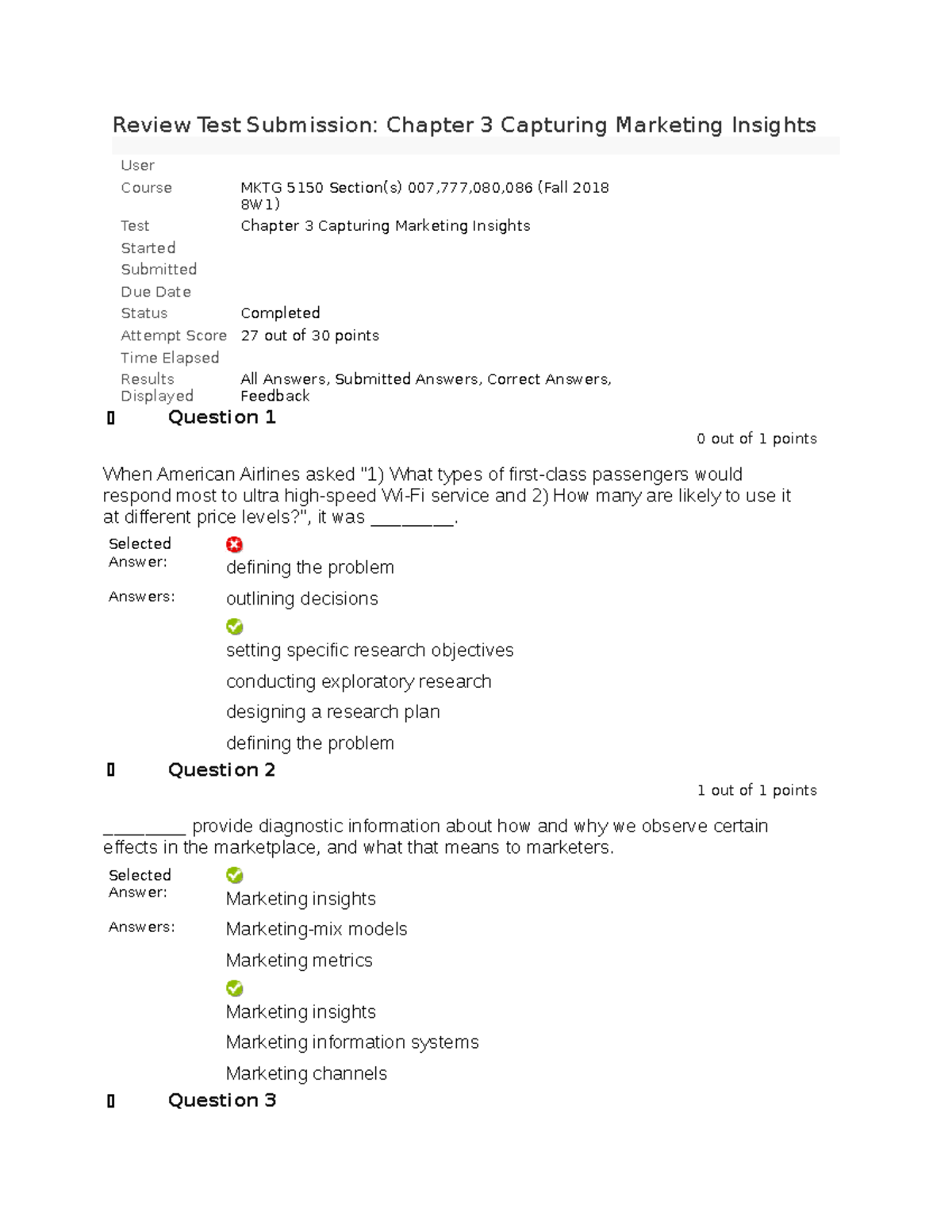 MKTG 5150 Chapter 3 Quiz: Capturing Marketing Insights Review - Studocu