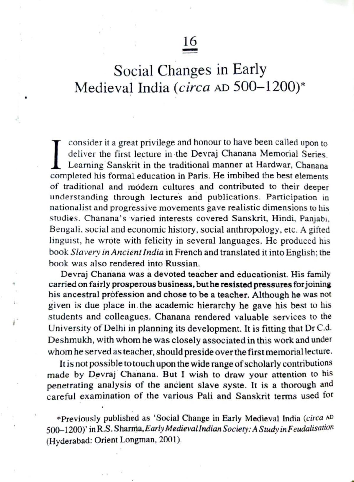 Social Changes in Early Medieval India - RS Sharma Lecture Notes - Studocu