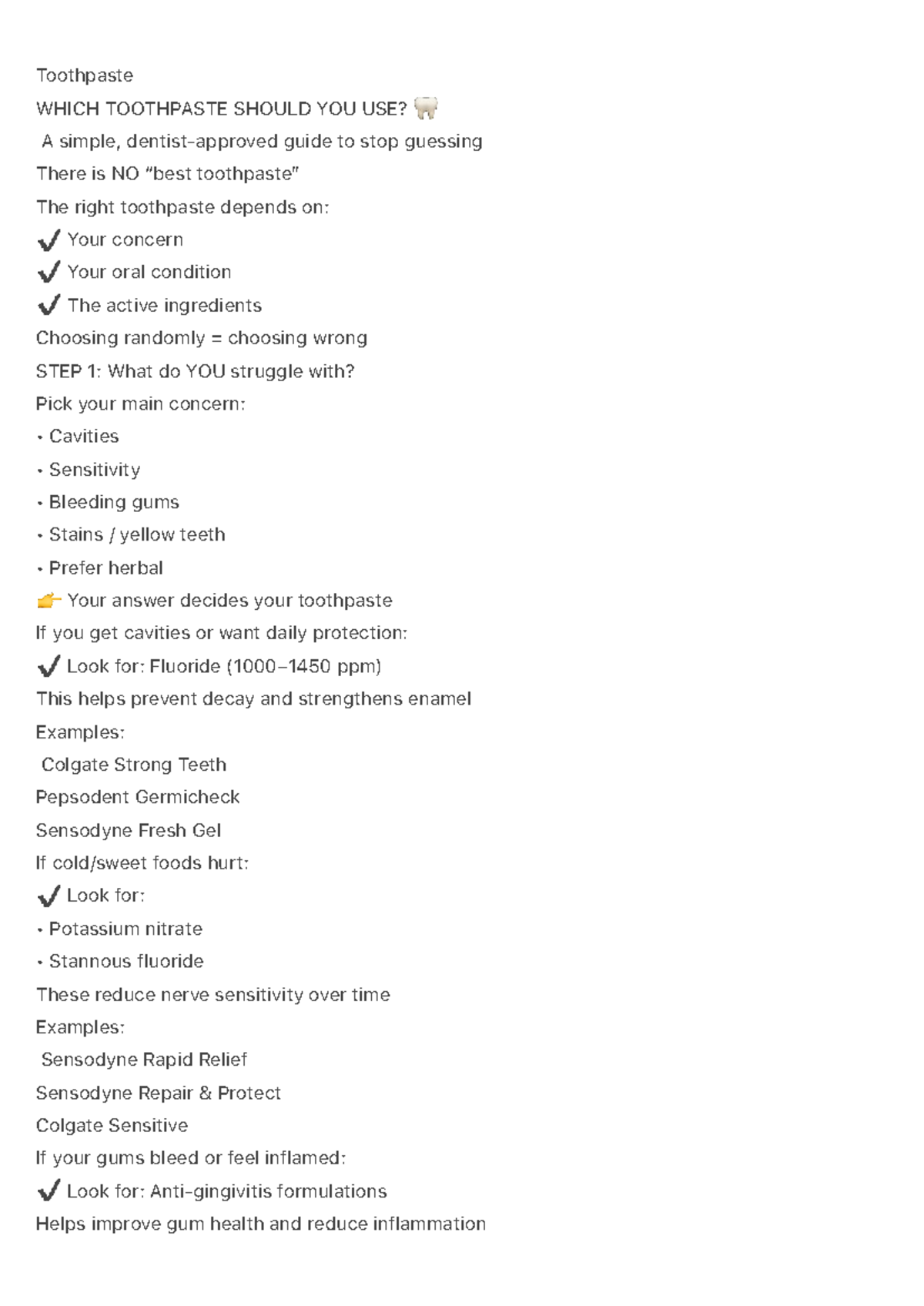 Toothpaste Selection Guide: Choosing the Right One for You - Studocu