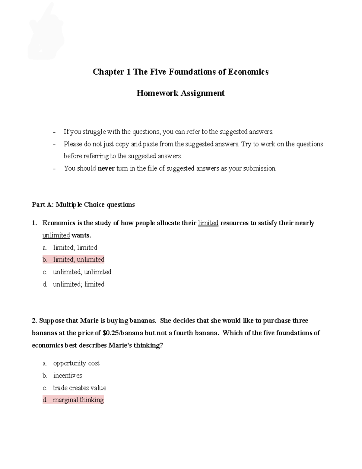 Ch. 1 Homework Assignment - Amna Aziz ECON& 201 1/11/ Chapter 1 The ...