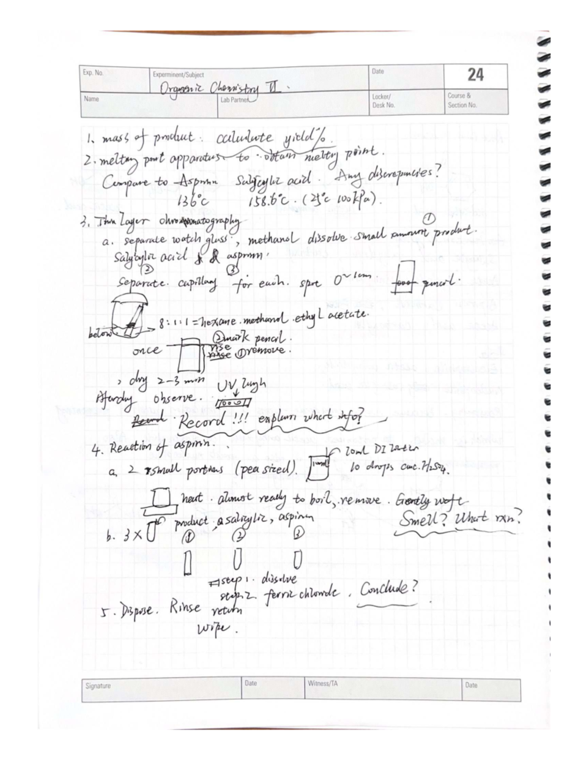 Organic II Chemistry Lab Pre-Lab Work - Experiment No. 24 - Studocu