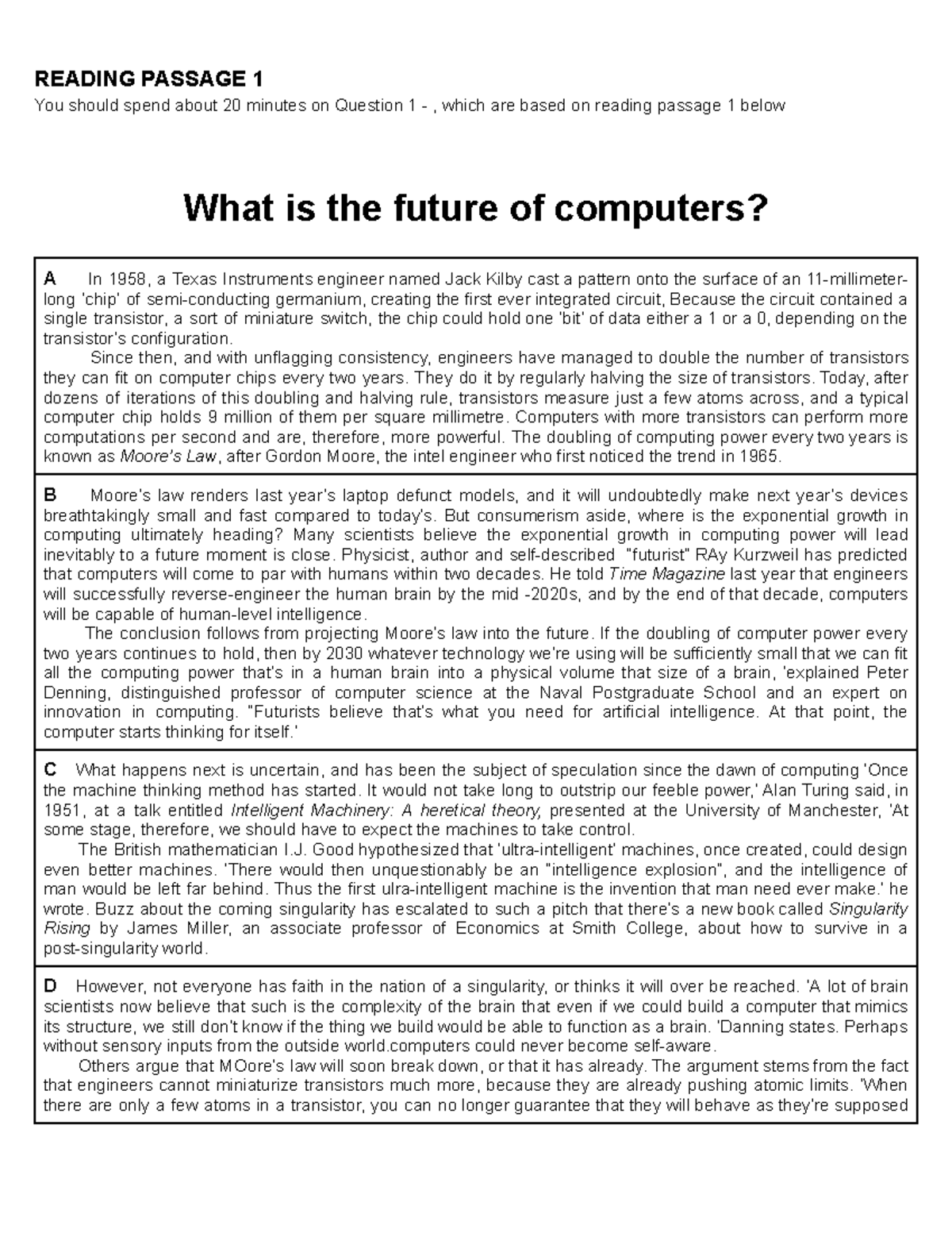 MT10 - Reading Passage Analysis: Future of Computers and Globalization ...