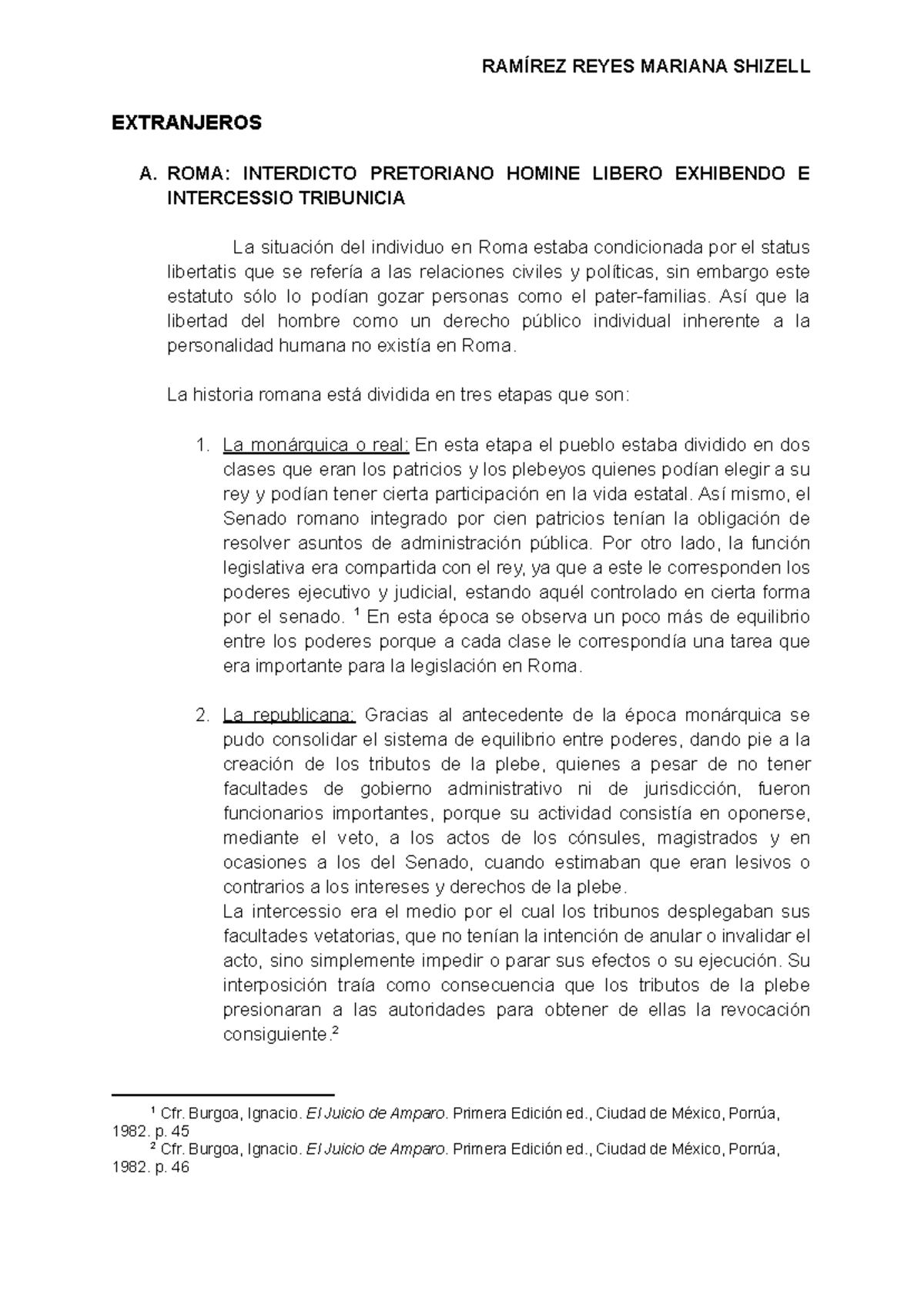 Investigación Amparo - EXTRANJEROS A. ROMA: INTERDICTO PRETORIANO ...