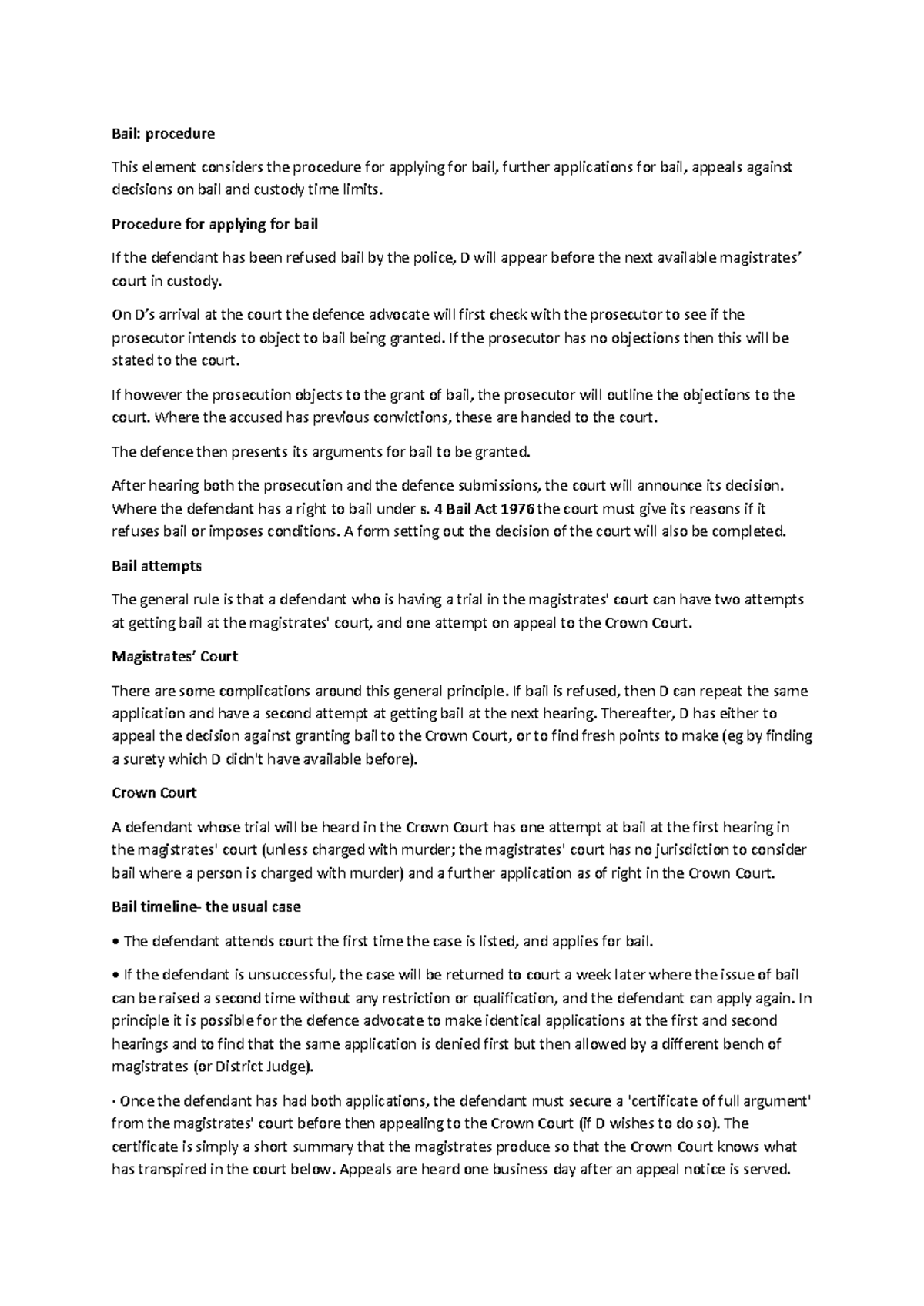 Bail Procedure Overview: Applications, Appeals, and Custody Limits ...