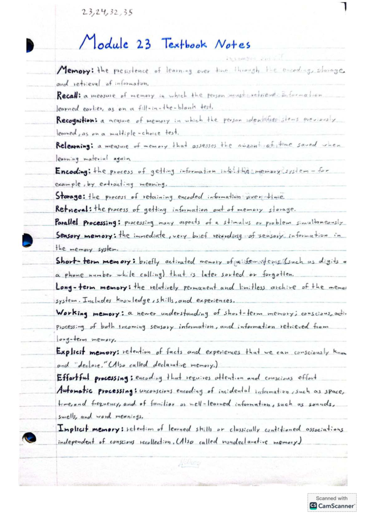 23,24,32,35 Module 23 Textbook Notes on Memory Processes - Studocu