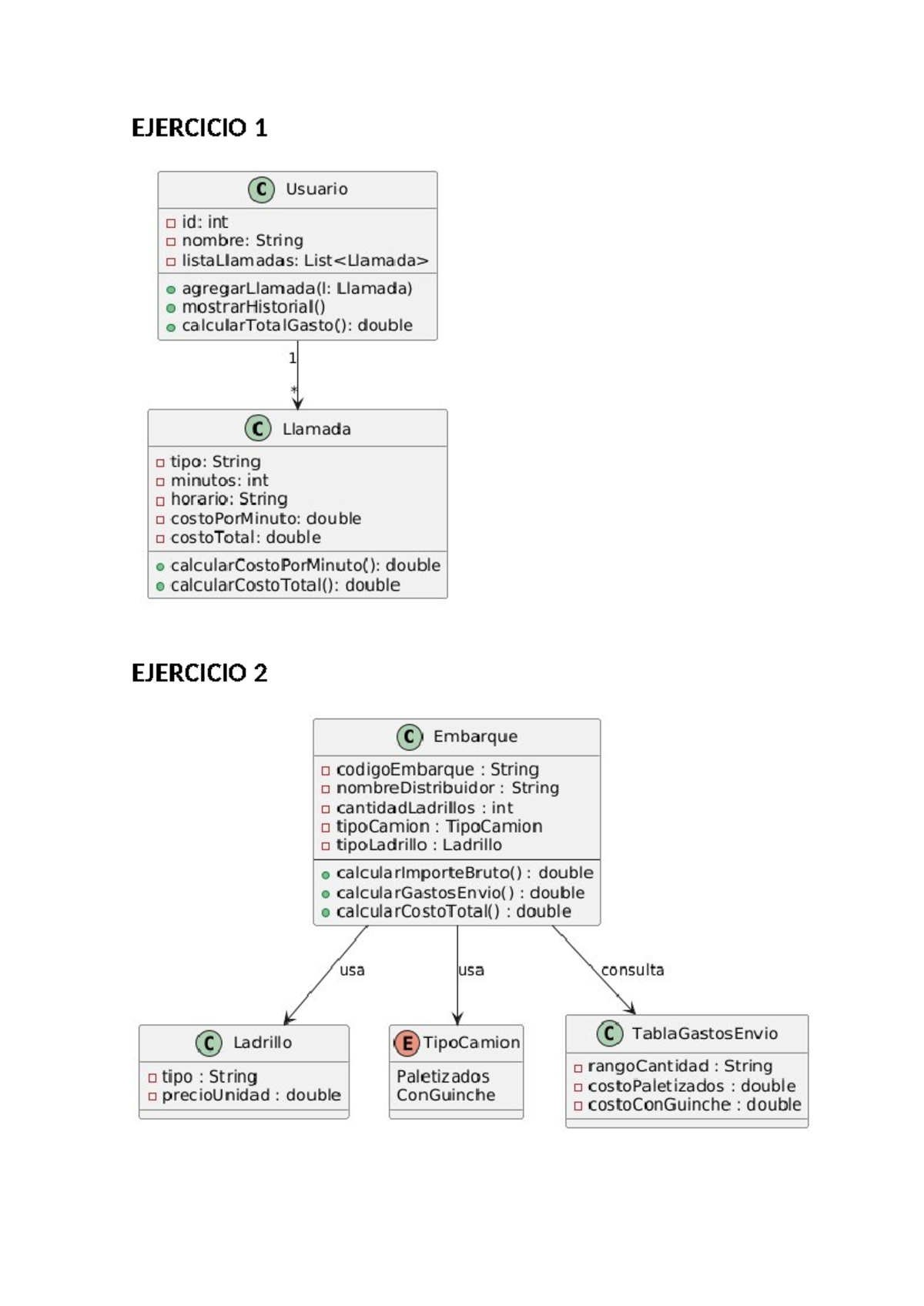 EJERCICIO 1 y 2: Proyecto de Programación Orientada a Objetos - Studocu